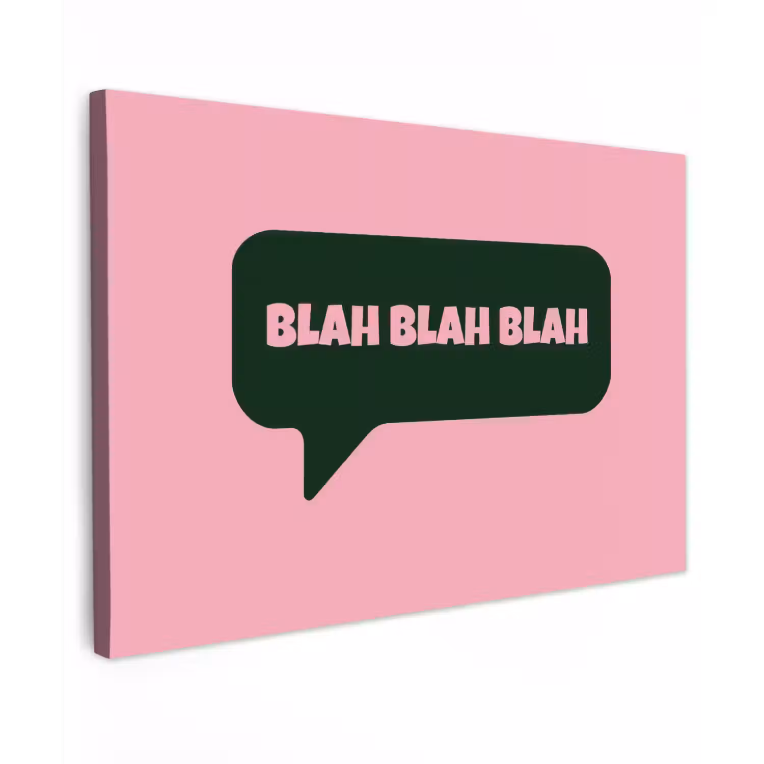 Roze - Tekstwolk - Groen - BLAH BLAH BLAH Tuinposter op houten frame 2 cm dik klein -3d
