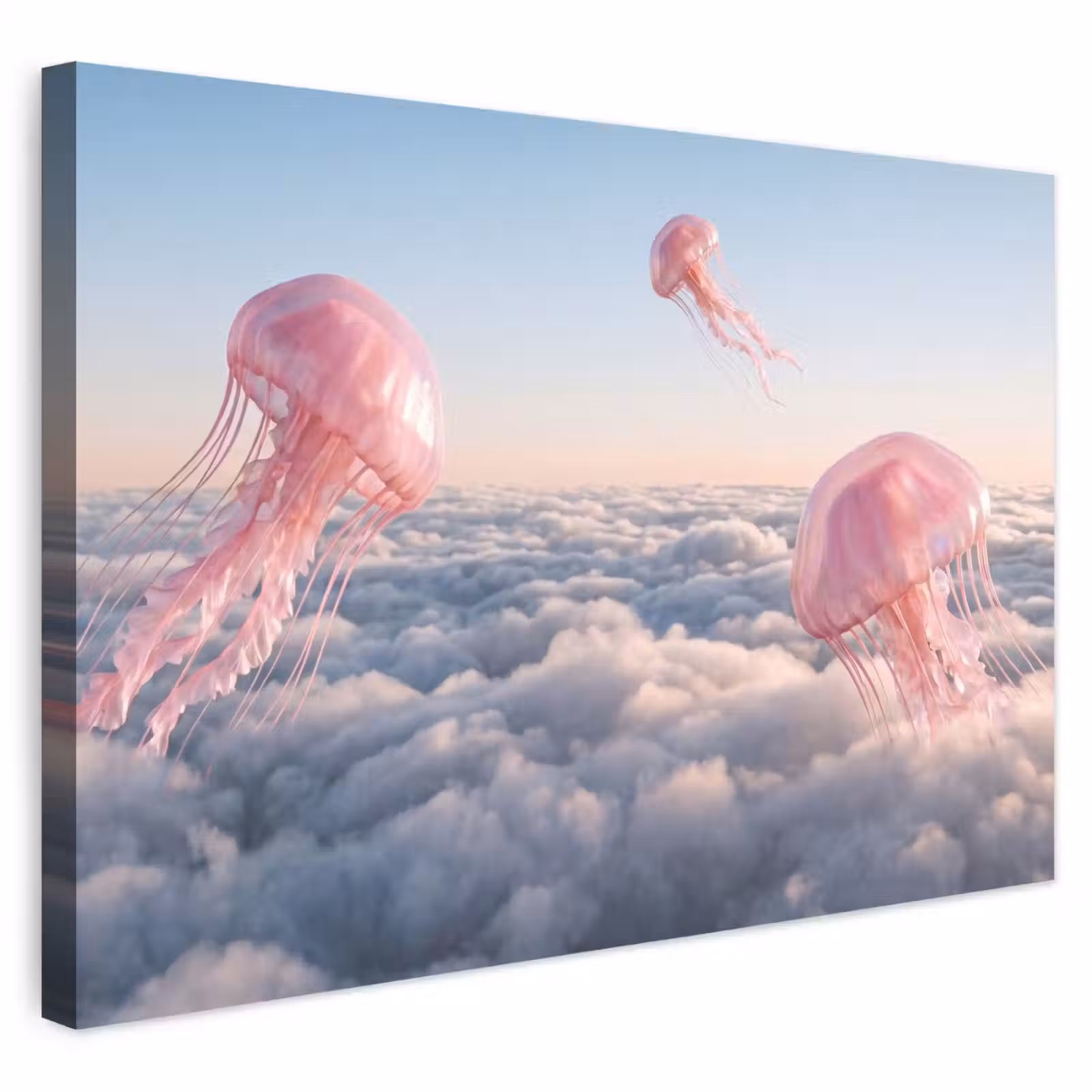 Outdoor Leinwand - Rosa Tier – Wolken - Roze dier - Wolken Tuinposter op houten frame 2 cm dik klein