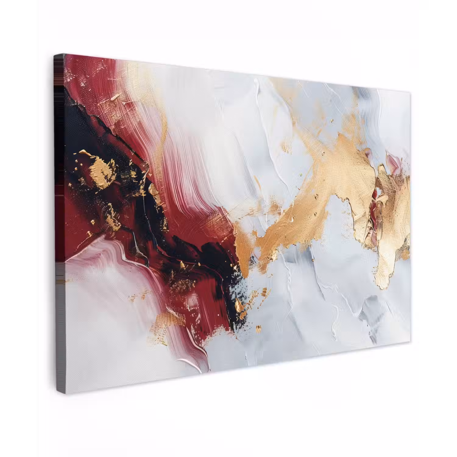 Rood - Abstract - Goud - Modern Tuinposter op houten frame 2 cm dik klein -3d
