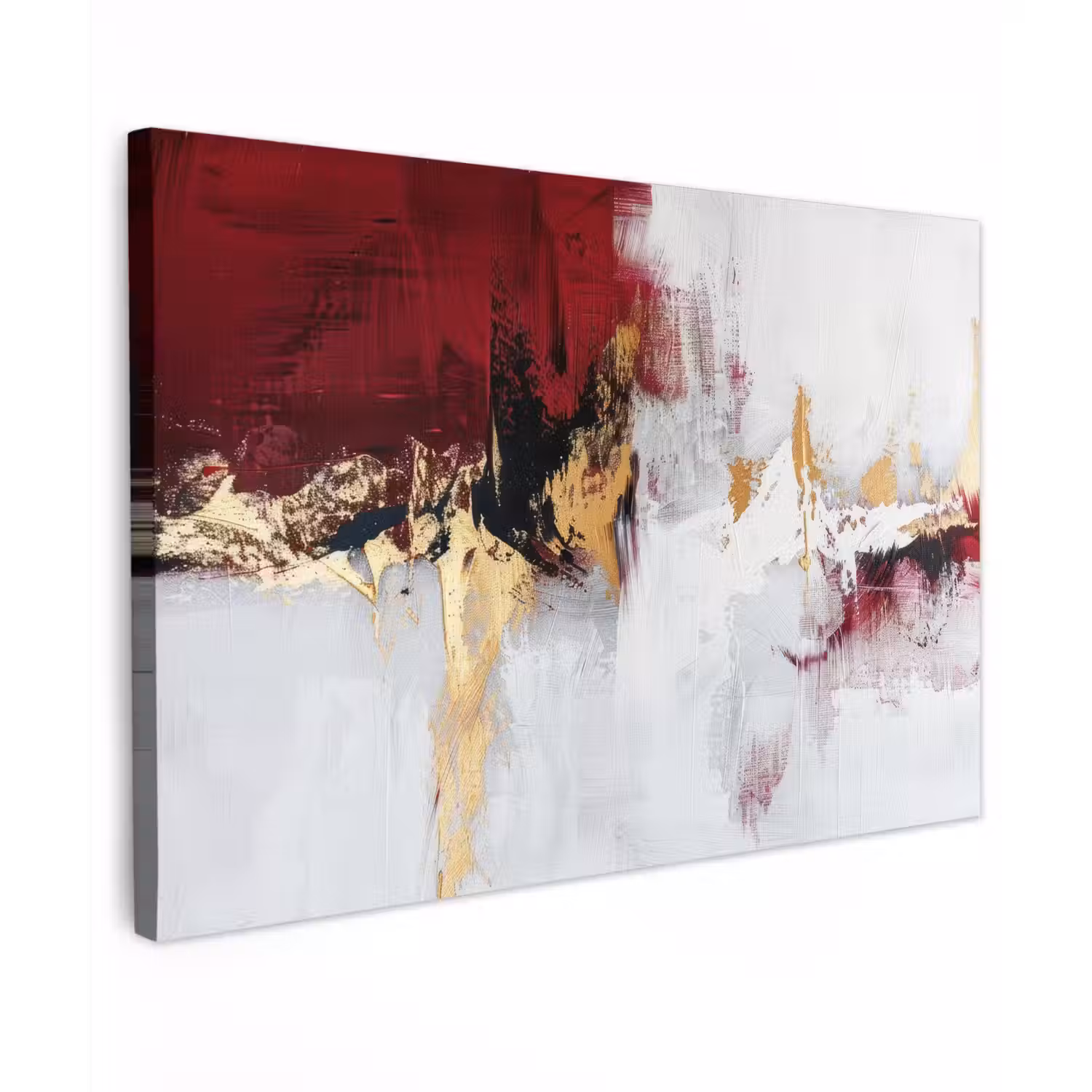 Rood - Marmer - Abstract - Goud - Modern Tuinposter op houten frame 2 cm dik klein -3d
