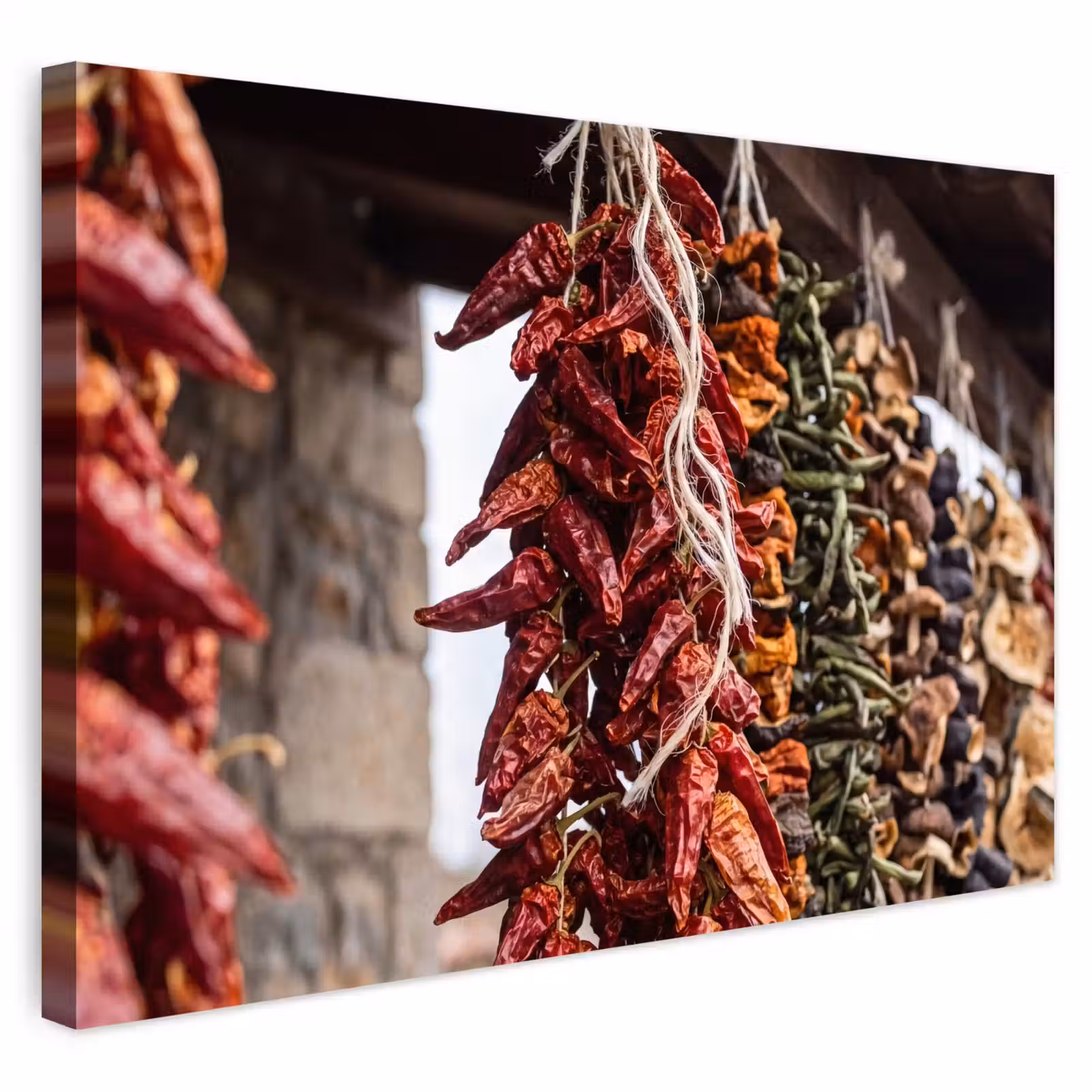 Outdoor Leinwand - Rote Chilischoten – Essen - Rode pepers - Eten Tuinposter op houten frame 2 cm dik klein