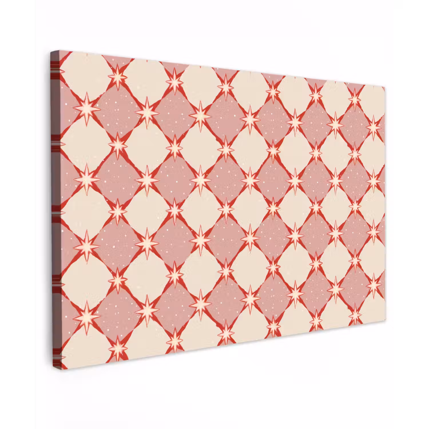 Ruiten - Sterren - Vintage - Oudroze - Rood Tuinposter op houten frame 2 cm dik klein 845 -3d