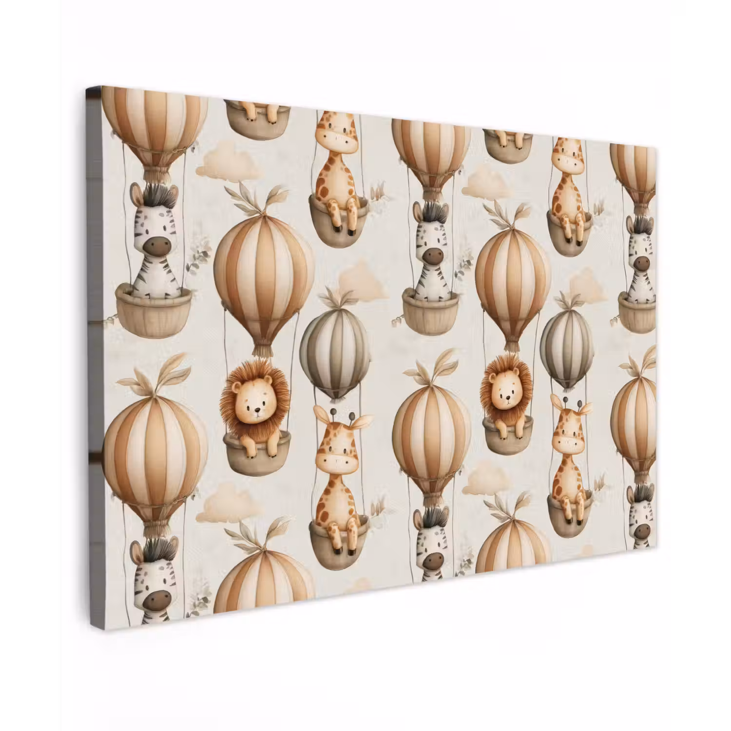 Safari - Luchtballonen - Taupe Tuinposter op houten frame 2 cm dik klein 845 -3d