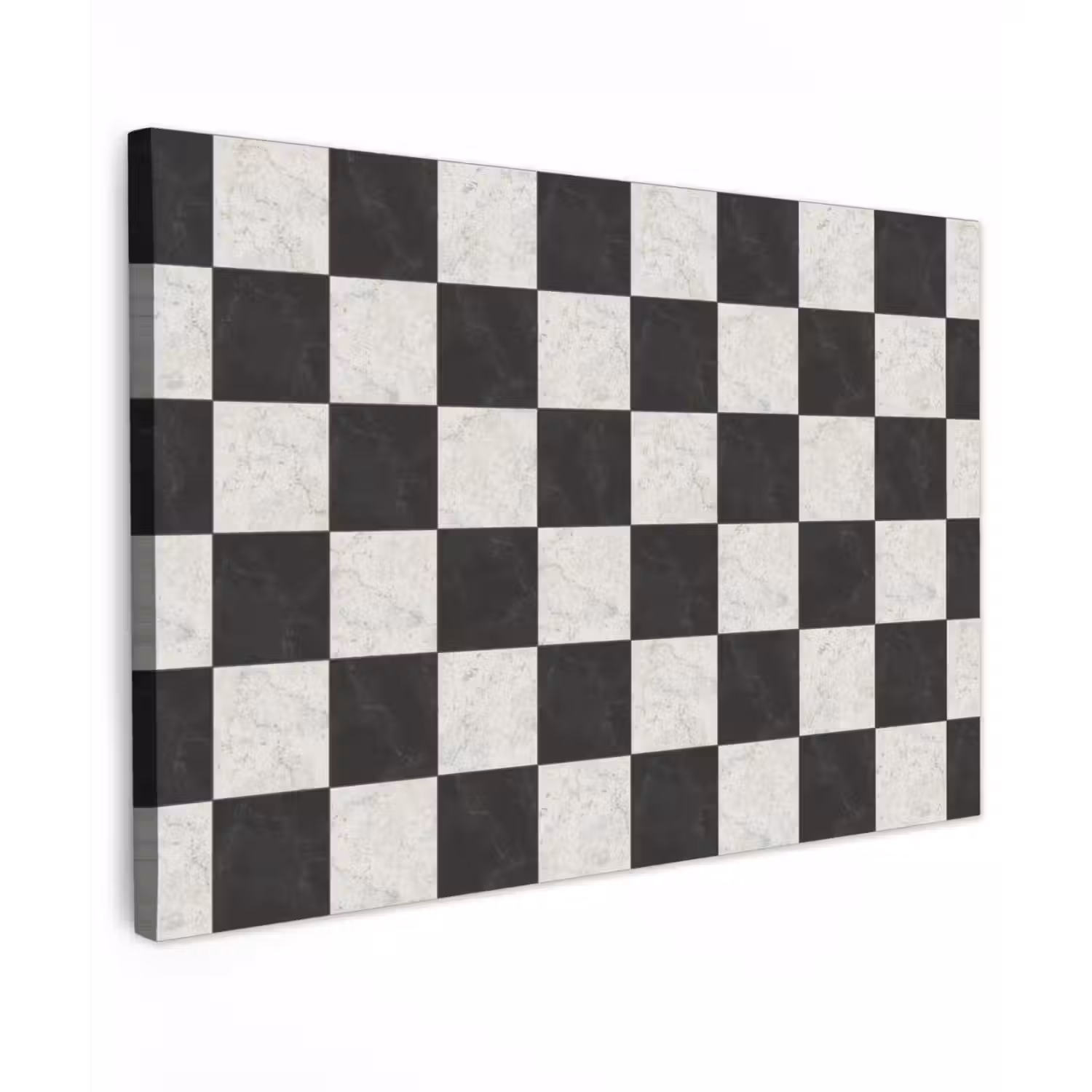 Dambord - Marmer - Zwart - Wit Tuinposter op houten frame 2 cm dik klein 845 -3d