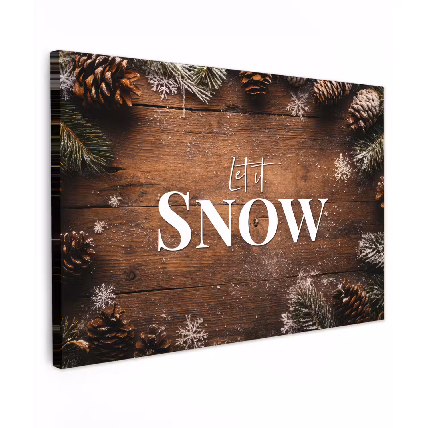 Sneeuw - Houtlook - Quote - Let it snow Tuinposter op houten frame 2 cm dik klein -3d