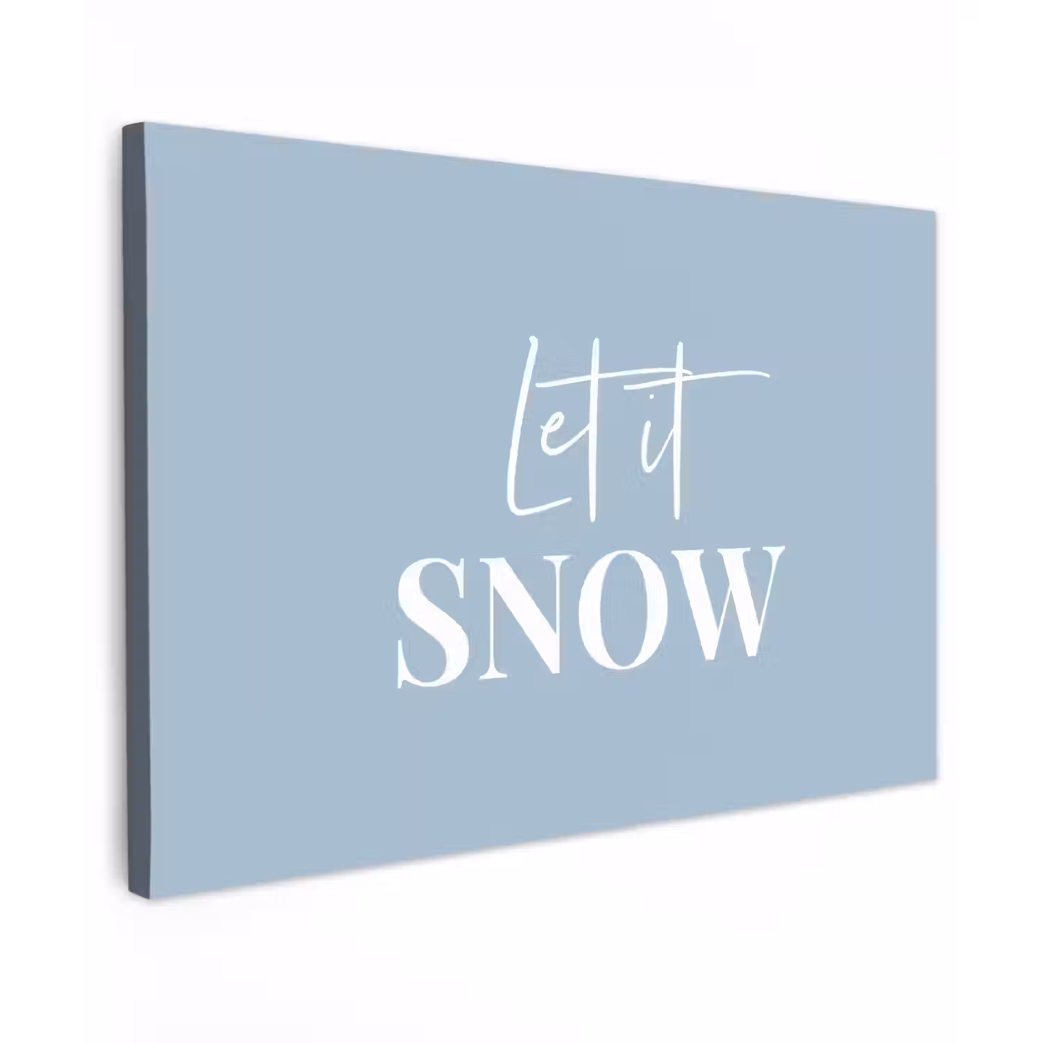Sneeuw - Winter - Blauw - Let it snow Tuinposter op houten frame 2 cm dik klein -3d