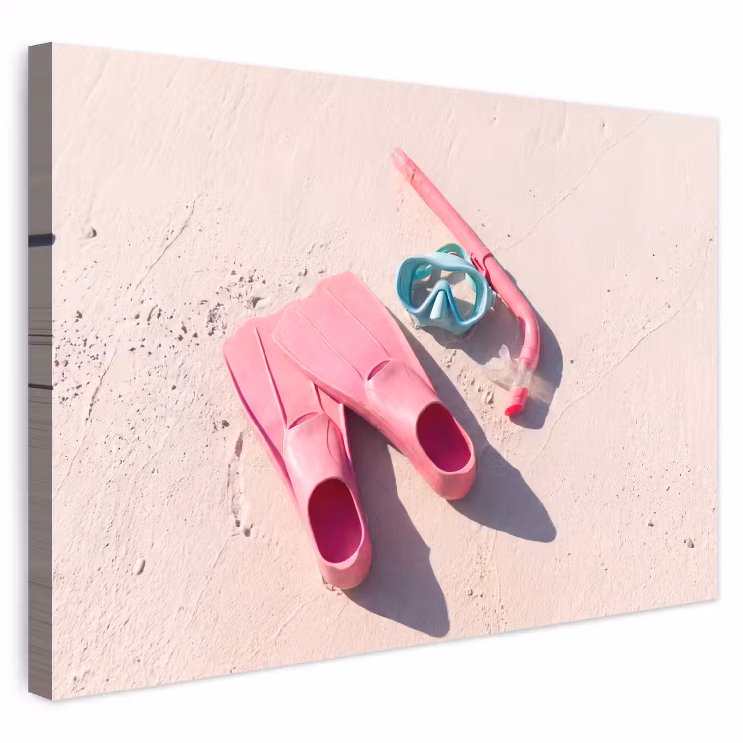Snorkelset - Strand - Zomer - Roze Tuinposter op houten frame 2 cm dik klein -3d