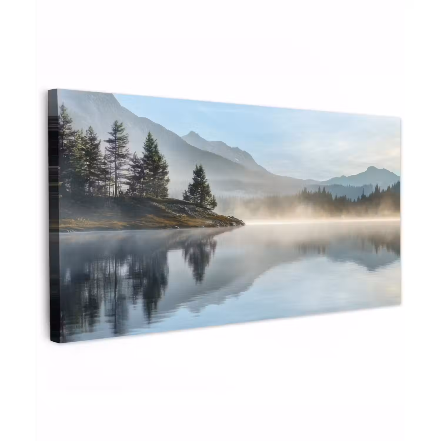 Meer - Mist - Bergen - Landschap Tuinposter op houten frame 2 cm dik xxl -3d