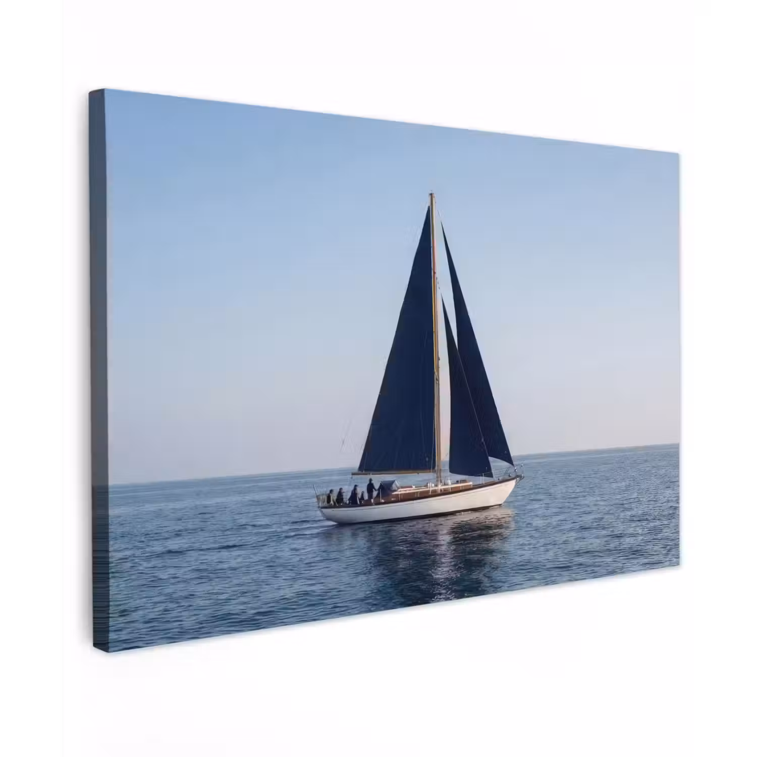 Zeilboot - Zee - Blauw Tuinposter op houten frame 2 cm dik klein -3d