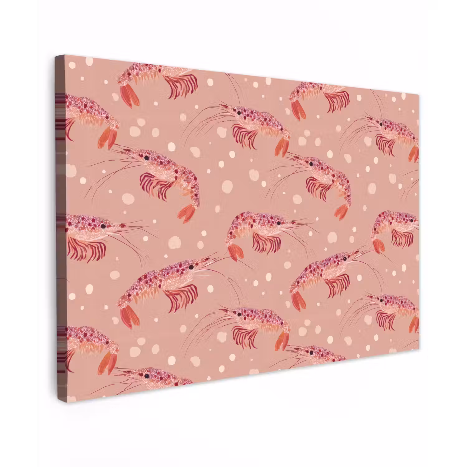 Garnalen - Stippen - Roze Tuinposter op houten frame 2 cm dik klein 845 -3d