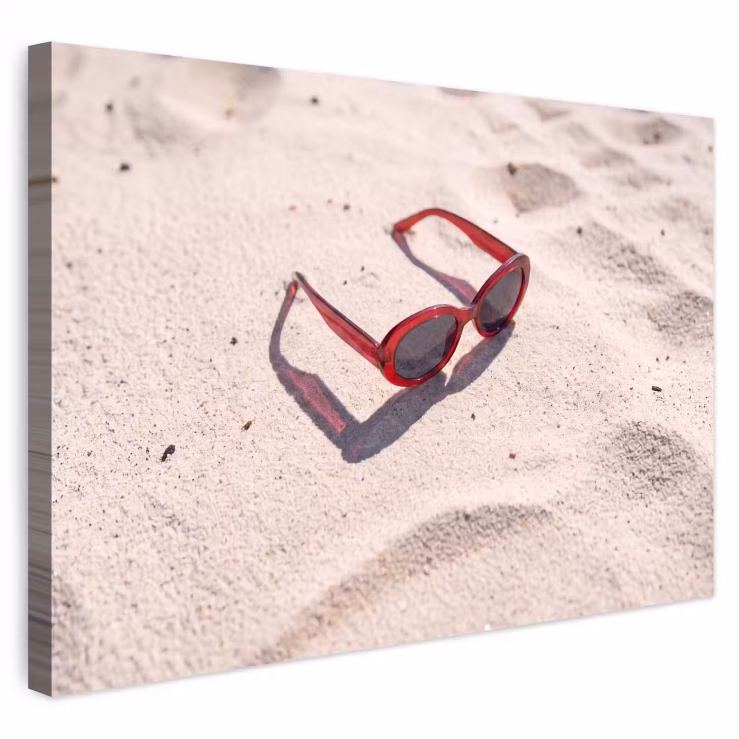 Zonnebril - Strand - Vakantie - Rood Tuinposter op houten frame 2 cm dik klein -3d