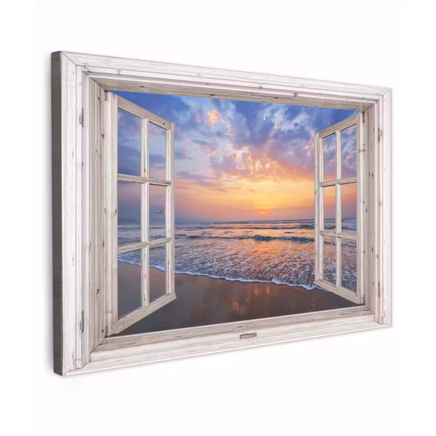 Zonsondergang aan zee Tuinposter op houten frame 2 cm dik klein -3d
