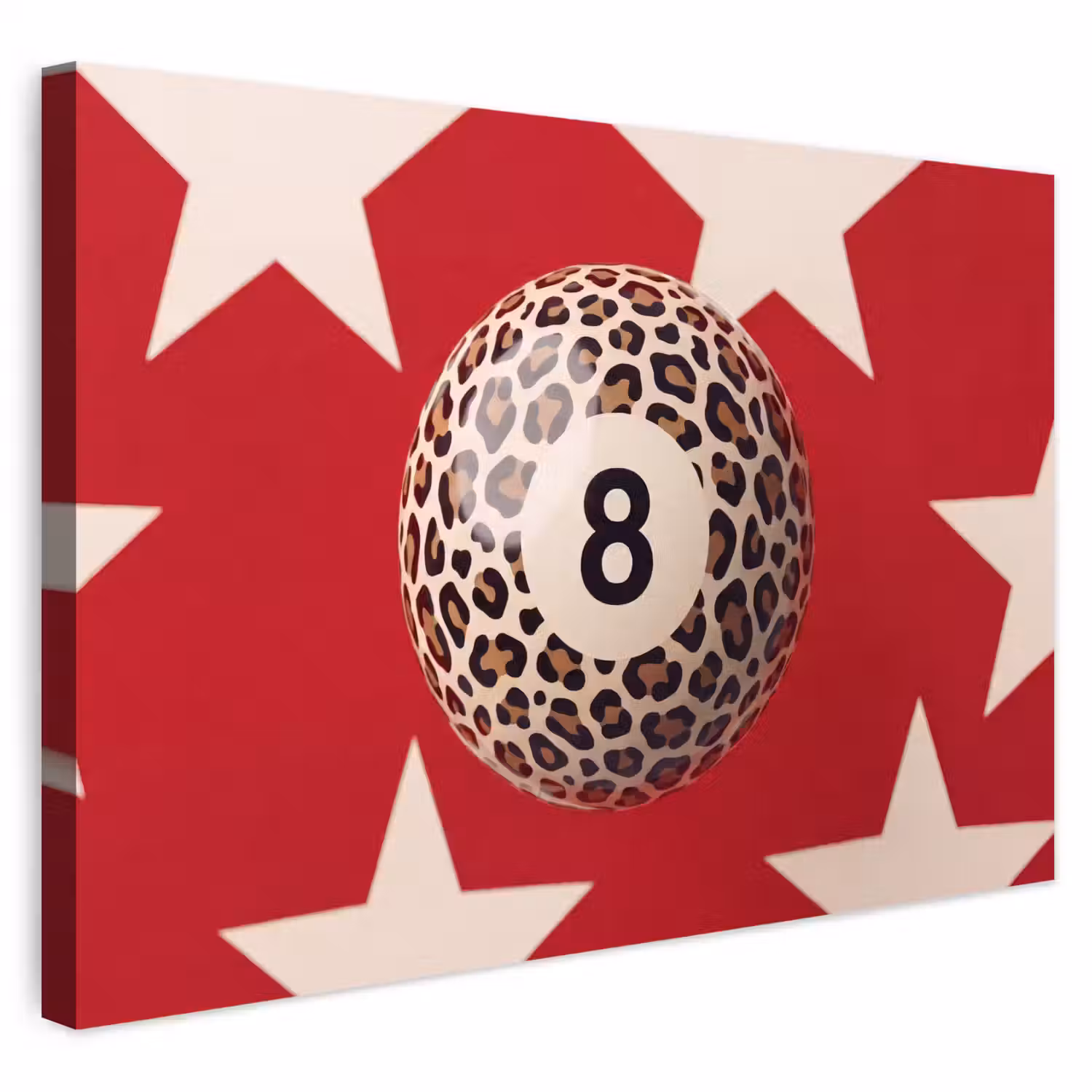 Spel - Dierenprint - Nummer 8 - Modern - Rood Tuinposter op houten frame 2 cm dik klein -3d