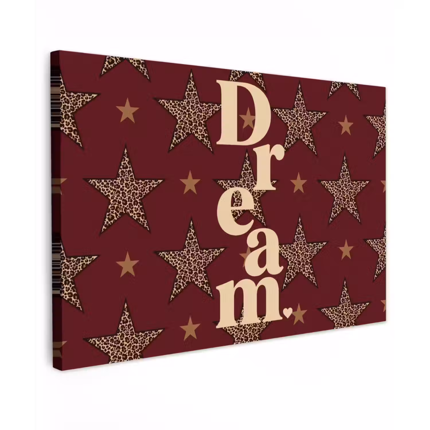 Sterren - Luipaardprint - Dream - Bordeaux Tuinposter op houten frame 2 cm dik klein -3d