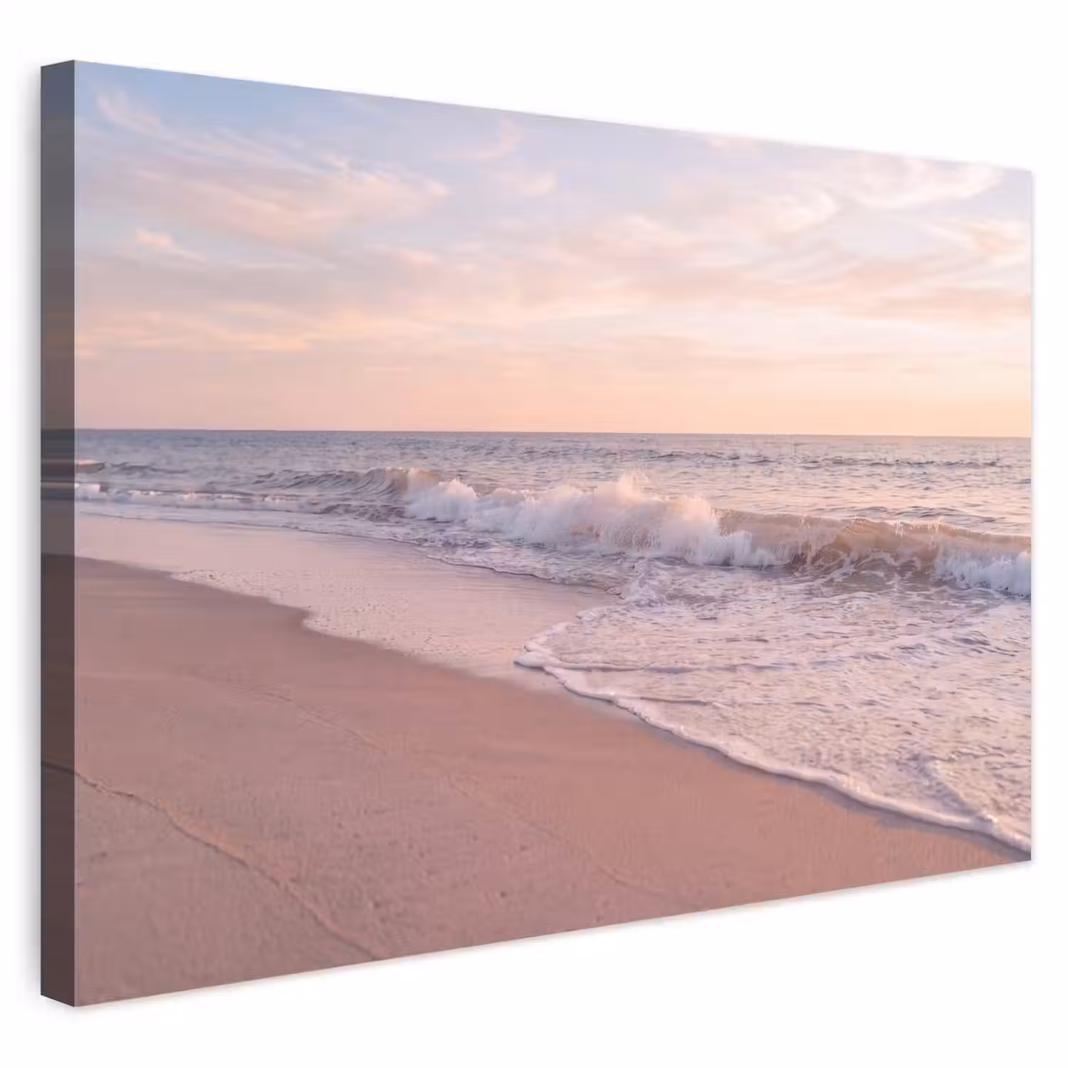 Strand - Zee - Golven - Natuur - Zonsondergang Tuinposter op houten frame 2 cm dik klein -3d