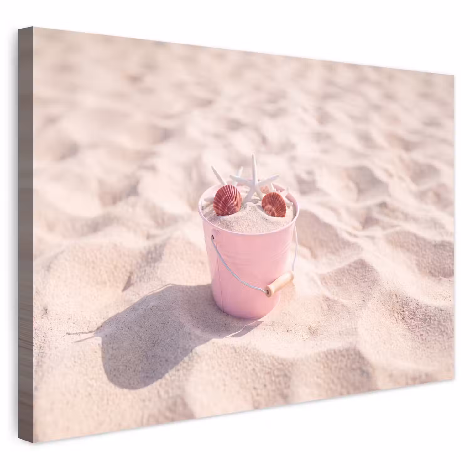 Strand - Schelpen - Zomer - Roze - Decoratie Tuinposter op houten frame 2 cm dik klein -3d