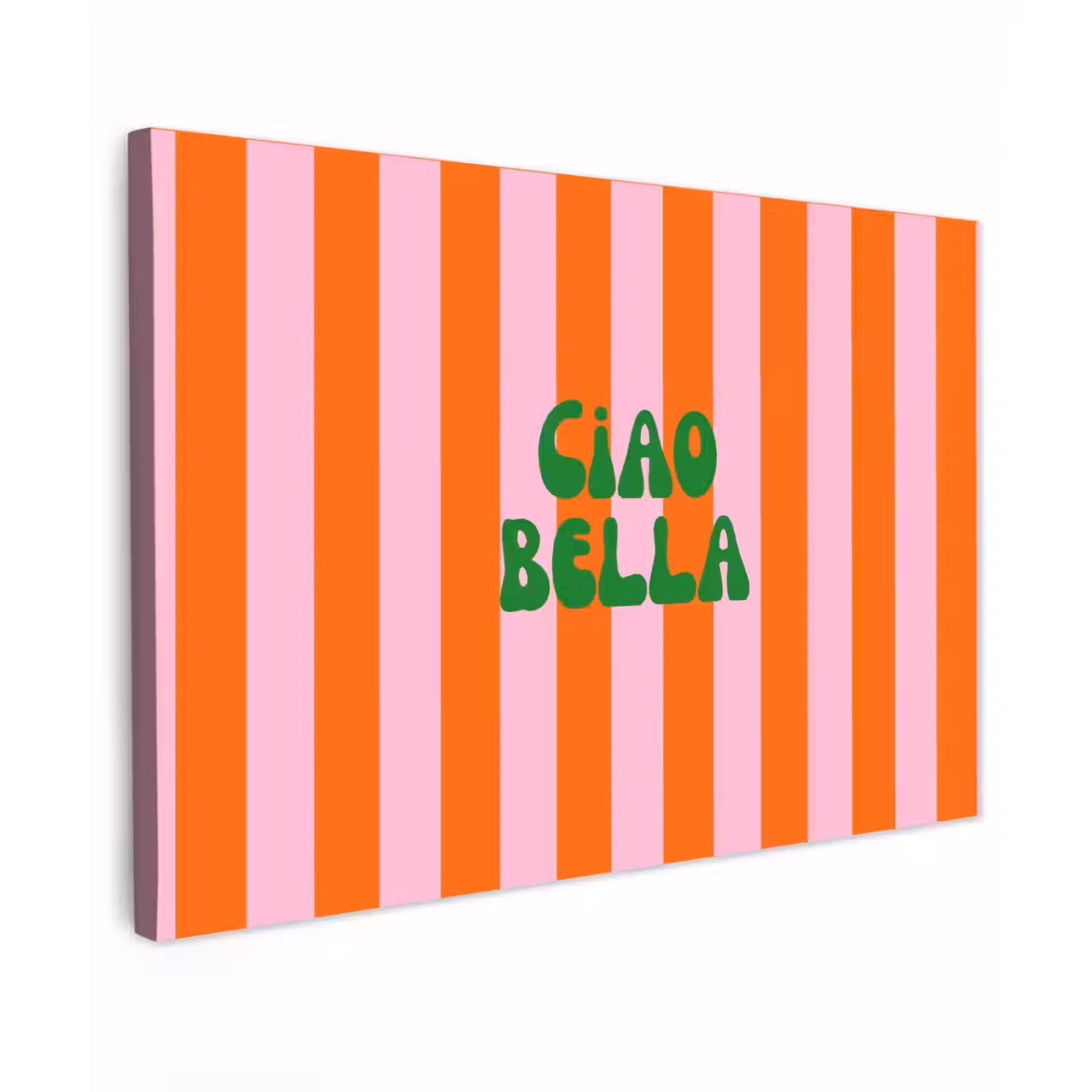 Strepen - Oranje - Verticaal - Ciao bella Tuinposter op houten frame 2 cm dik klein -3d