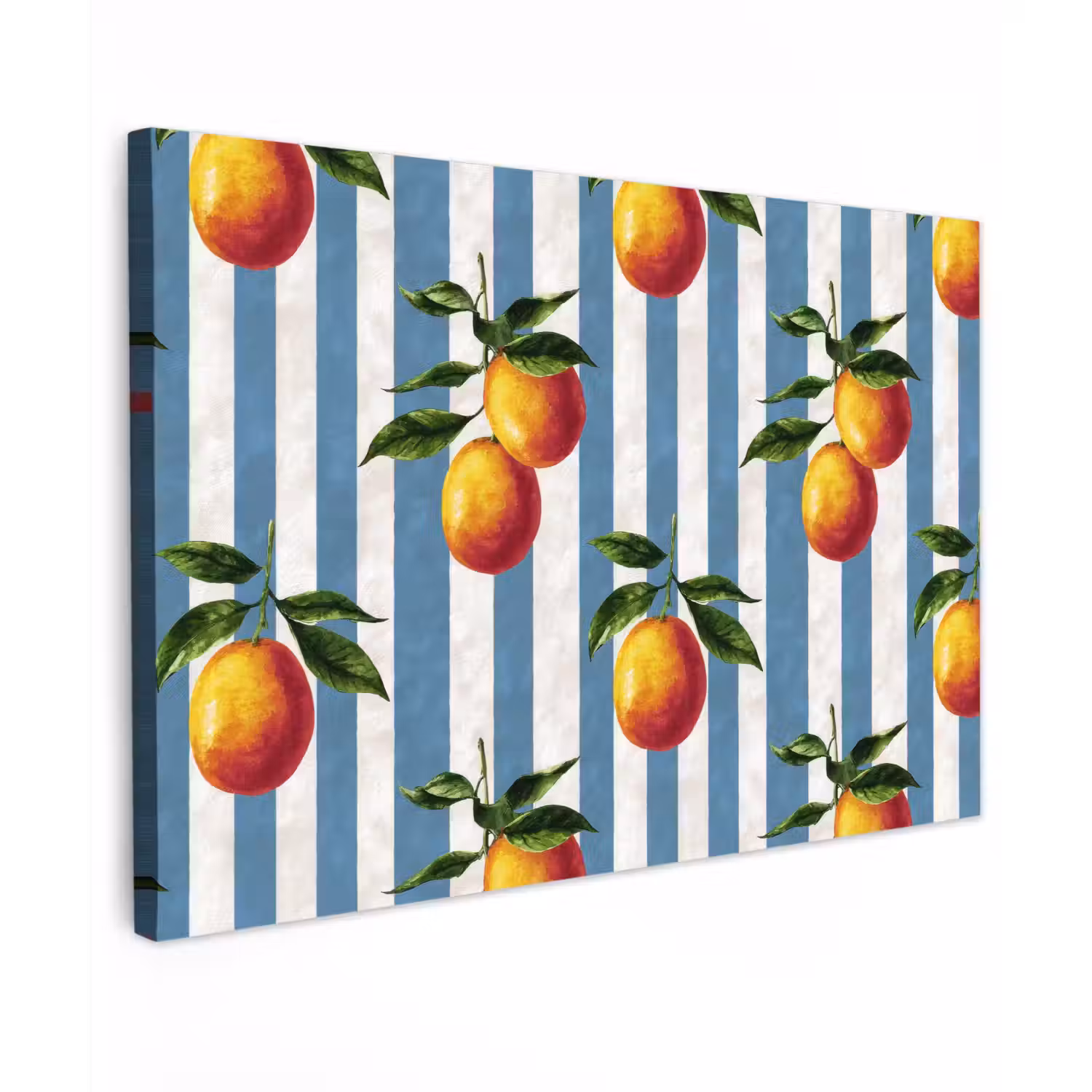 Strepen - Citroen - Blauw Tuinposter op houten frame 2 cm dik klein 845 -3d