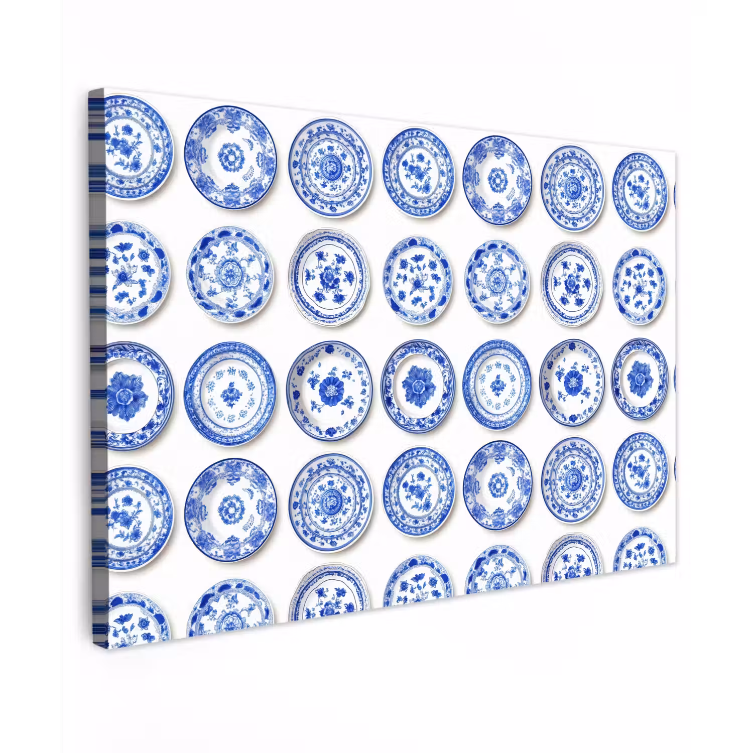 Borden - Bloemen - Patroon - Blauw Tuinposter op houten frame 2 cm dik klein 845 -3d