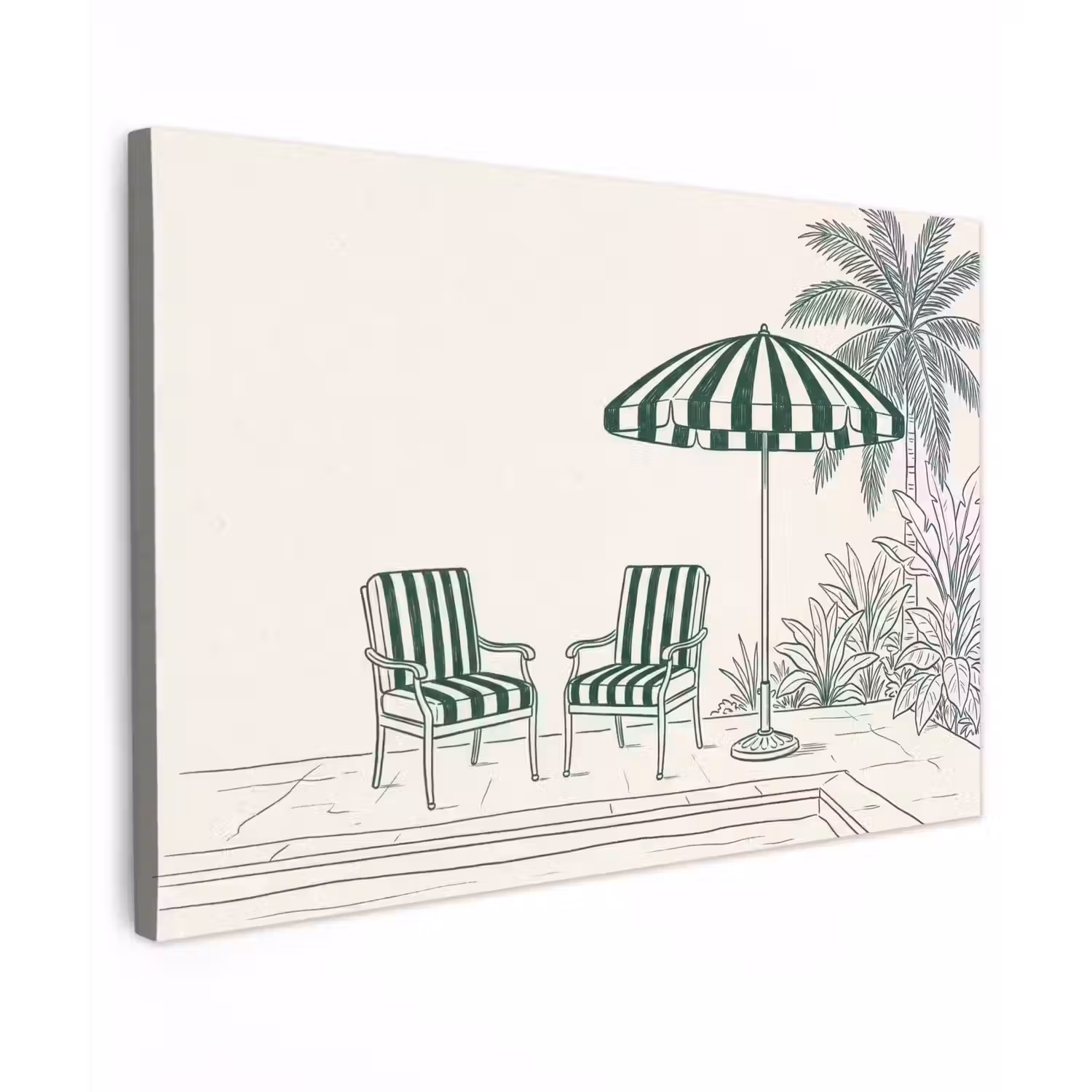 Terras - Illustratie - Groen Tuinposter op houten frame 2 cm dik klein -3d
