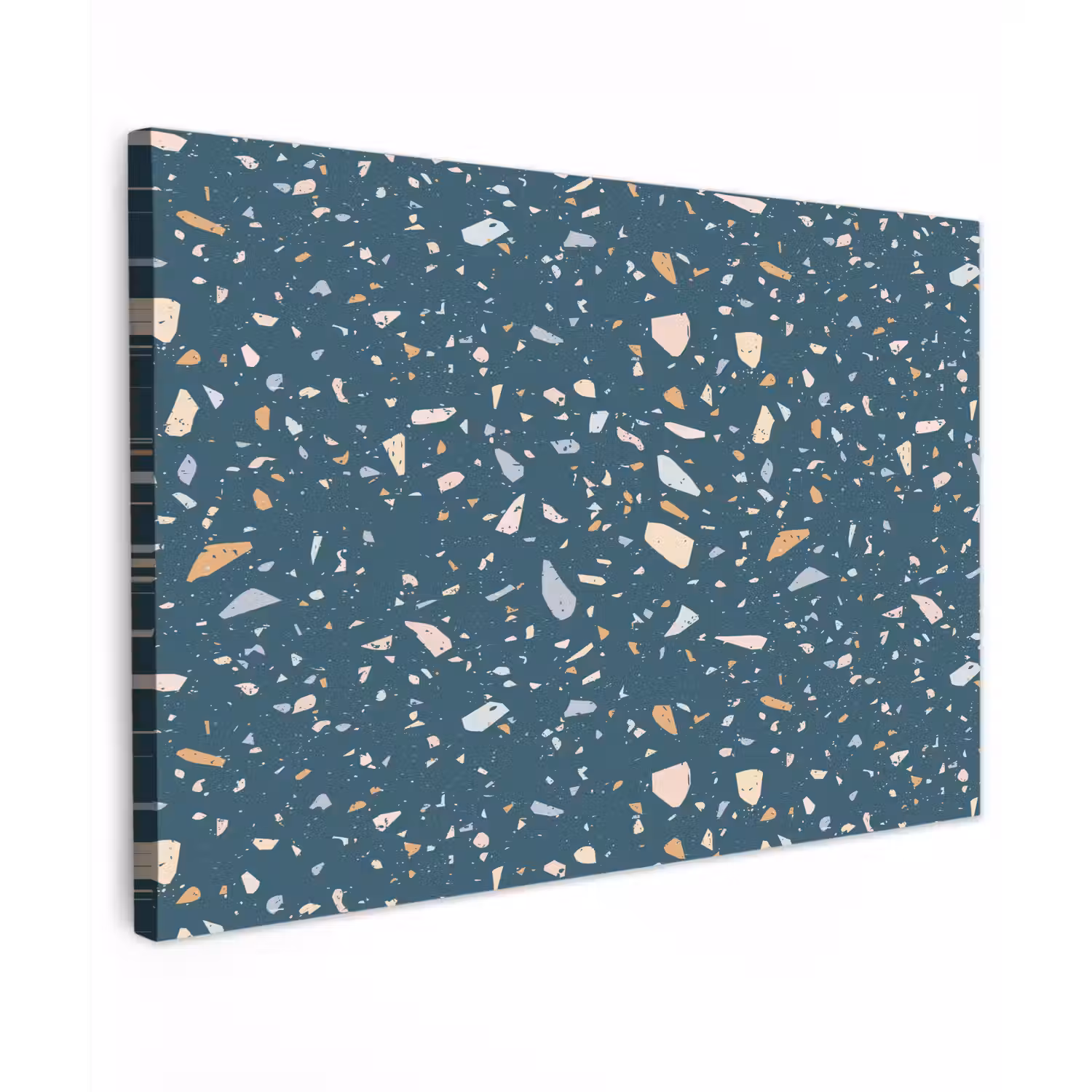 Terrazzo - Patroon - Kleurrijk - Diep blauw Tuinposter op houten frame 2 cm dik klein 845 -3d