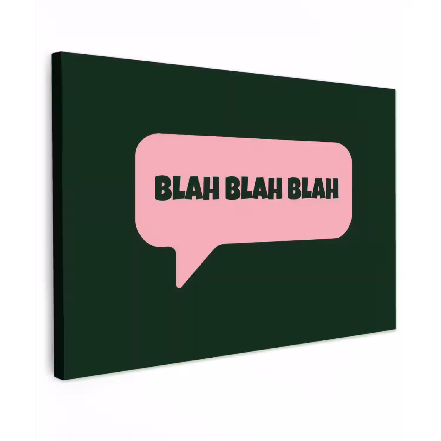 Tekstwolk - BLAH BLAH BLAH - Roze Tuinposter op houten frame 2 cm dik klein -3d