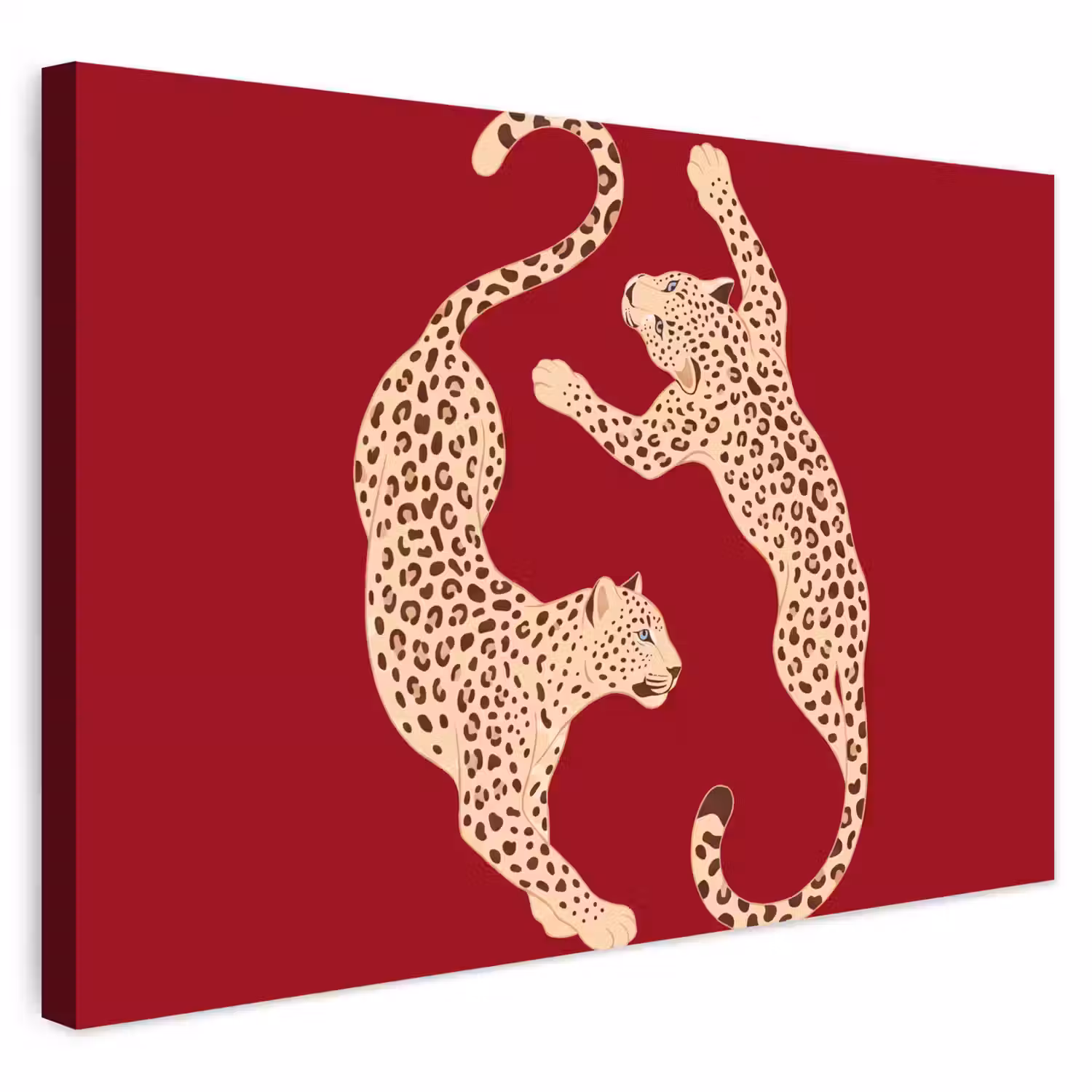 Dieren - Luipaard - Abstract - Rood - Modern Tuinposter op houten frame 2 cm dik klein -3d