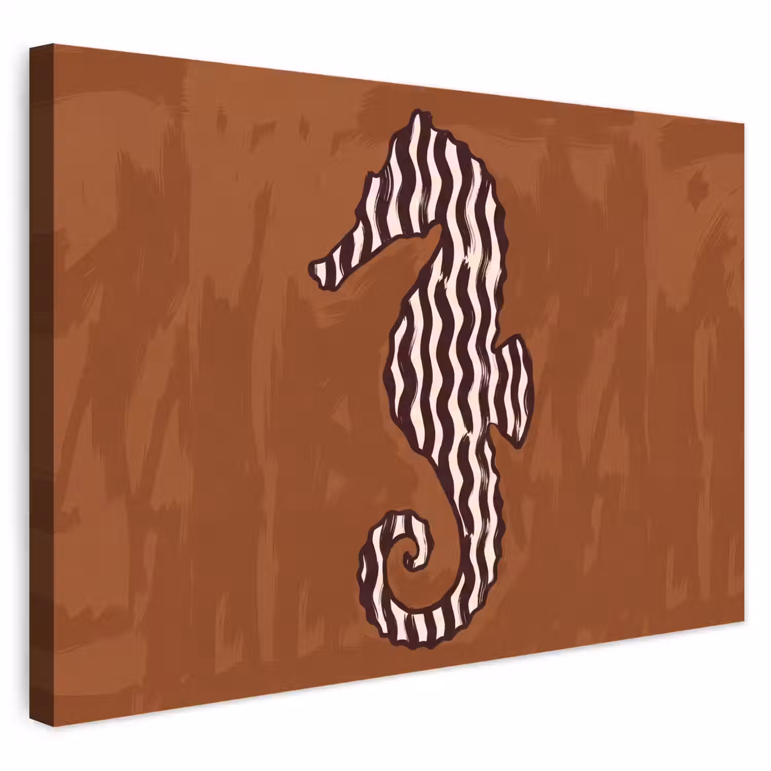 Dieren - Zeepaardje - Abstract - Bruin - Strepen Tuinposter op houten frame 2 cm dik klein -3d