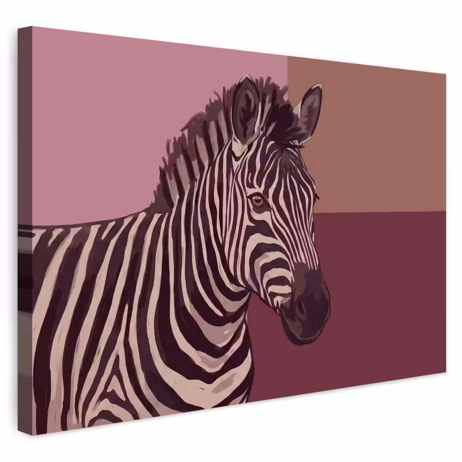 Dieren - Zebrahoofd - Wildlife - Modern - Bruin Tuinposter op houten frame 2 cm dik klein -3d