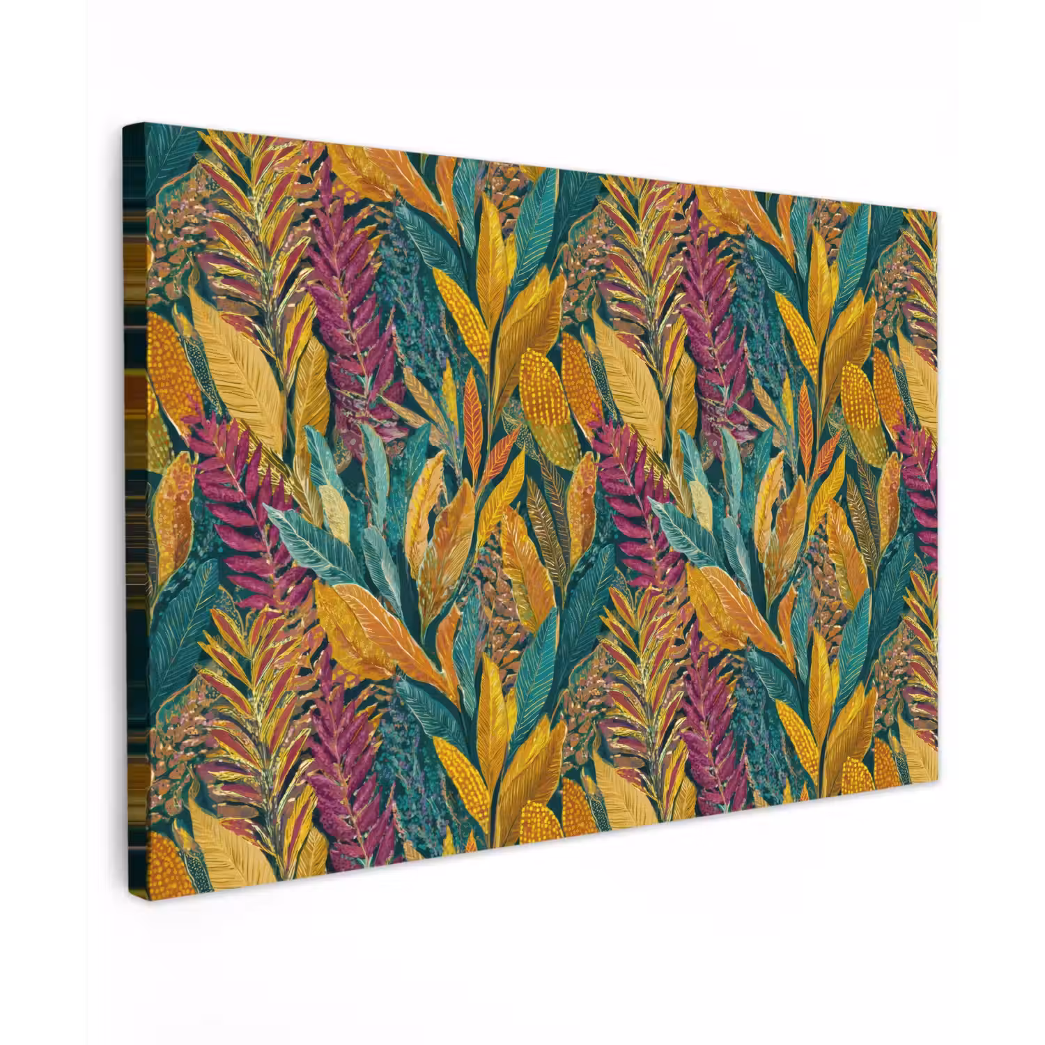 Tropische - Botanisch - Patroon - Kleurrijk - Exotisch Tuinposter op houten frame 2 cm dik klein 845 -3d