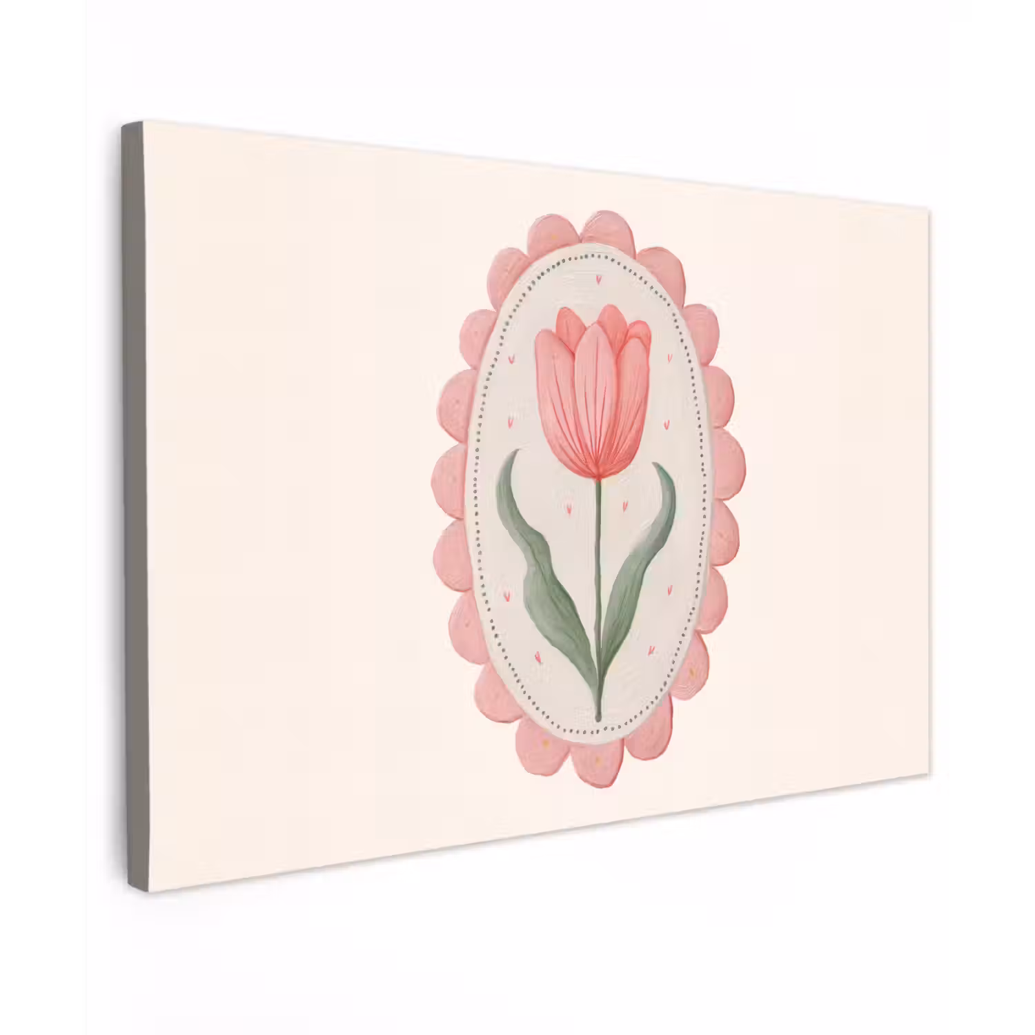 Tulp - Lijst - Ovaal - Illustratie Tuinposter op houten frame 2 cm dik klein -3d