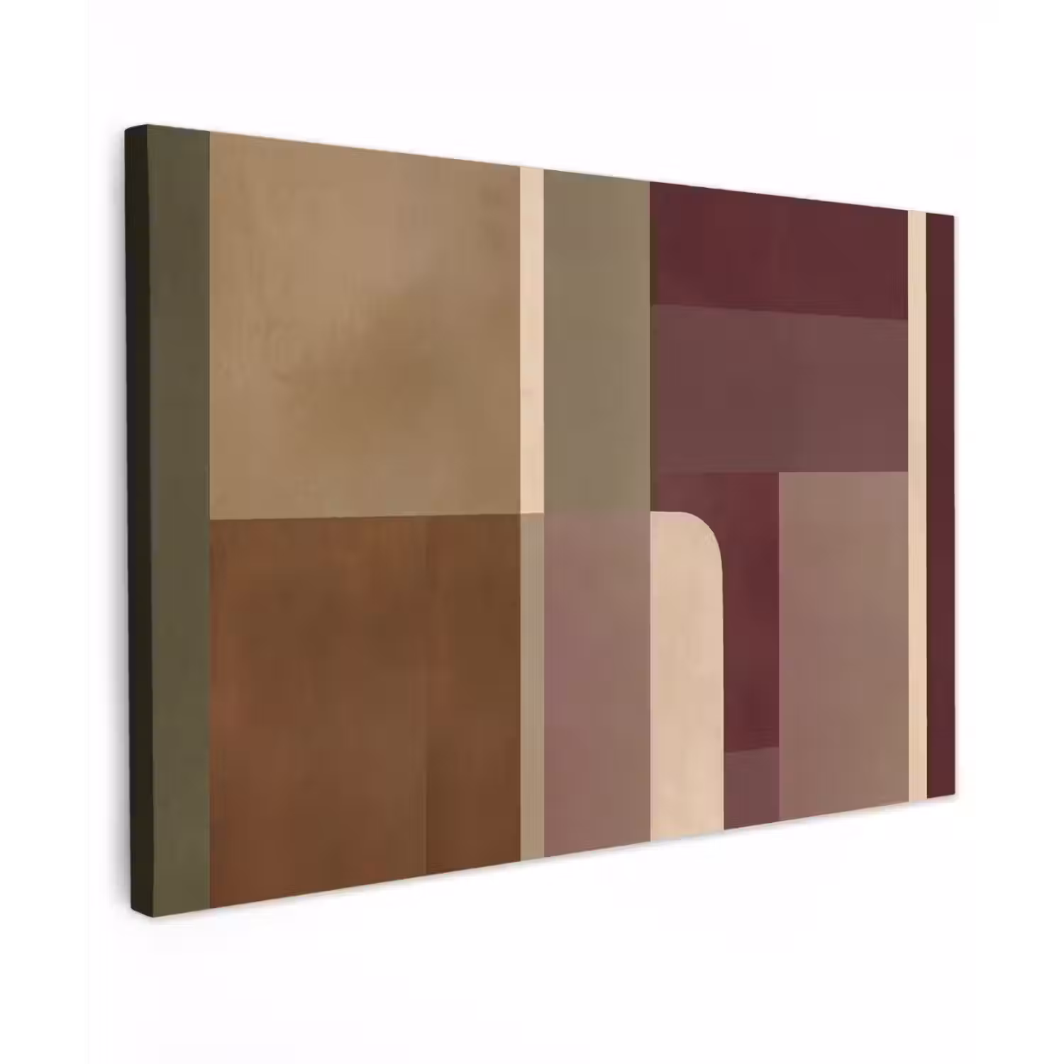 Vlakken - Abstract - Bordeaux - Lijnen Tuinposter op houten frame 2 cm dik klein -3d