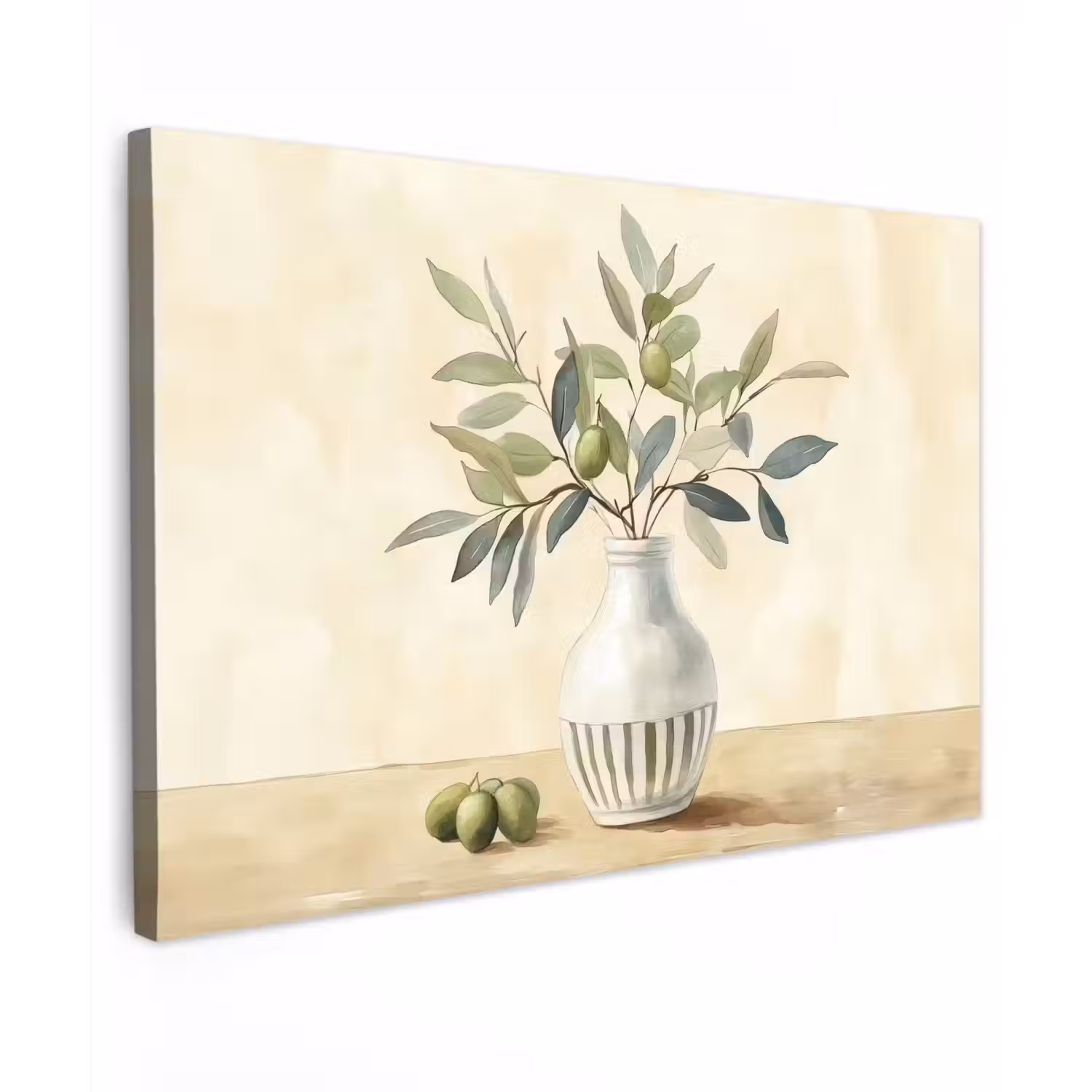 Vaas - Keramiek - Olijftakken Tuinposter op houten frame 2 cm dik klein -3d