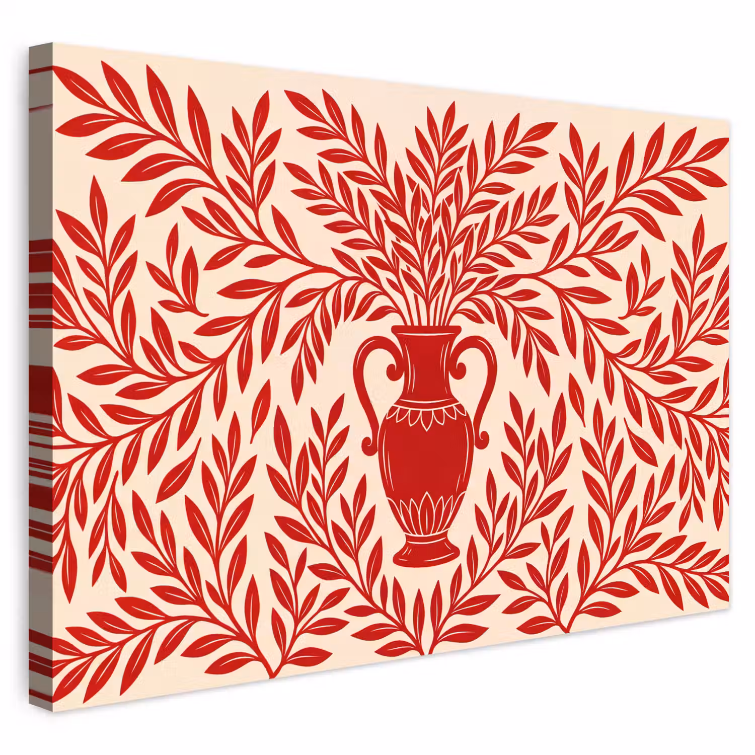 Vaas - Planten - Decoratie - Abstract - Rood Tuinposter op houten frame 2 cm dik klein -3d