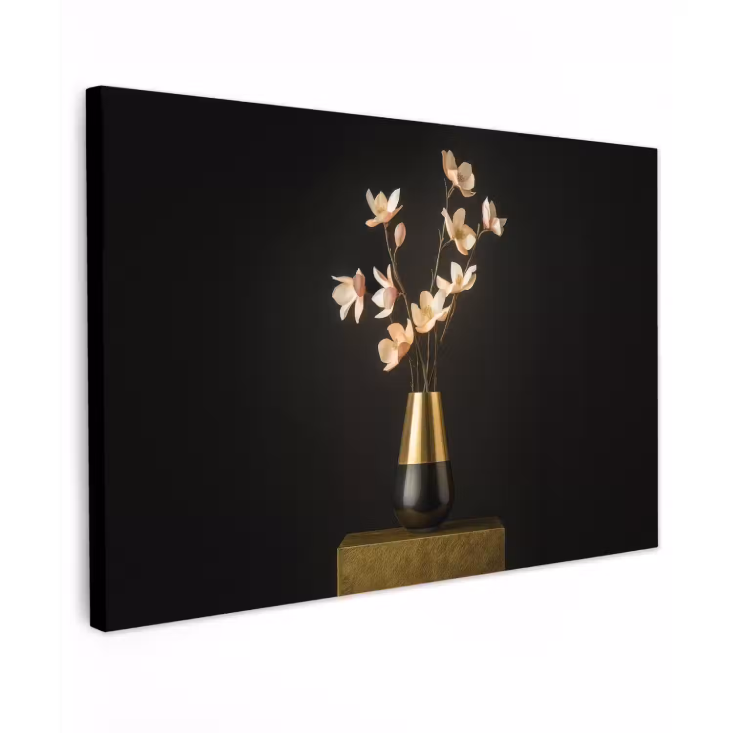 Sierlijk - Boeket - Goud - Vaas Tuinposter op houten frame 2 cm dik klein -3d