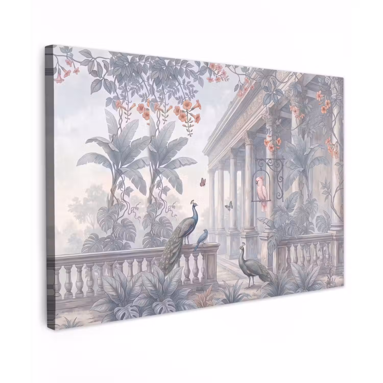 Vogel - Pauw - Architectuur - Klassiek - Groen Tuinposter op houten frame 2 cm dik klein -3d