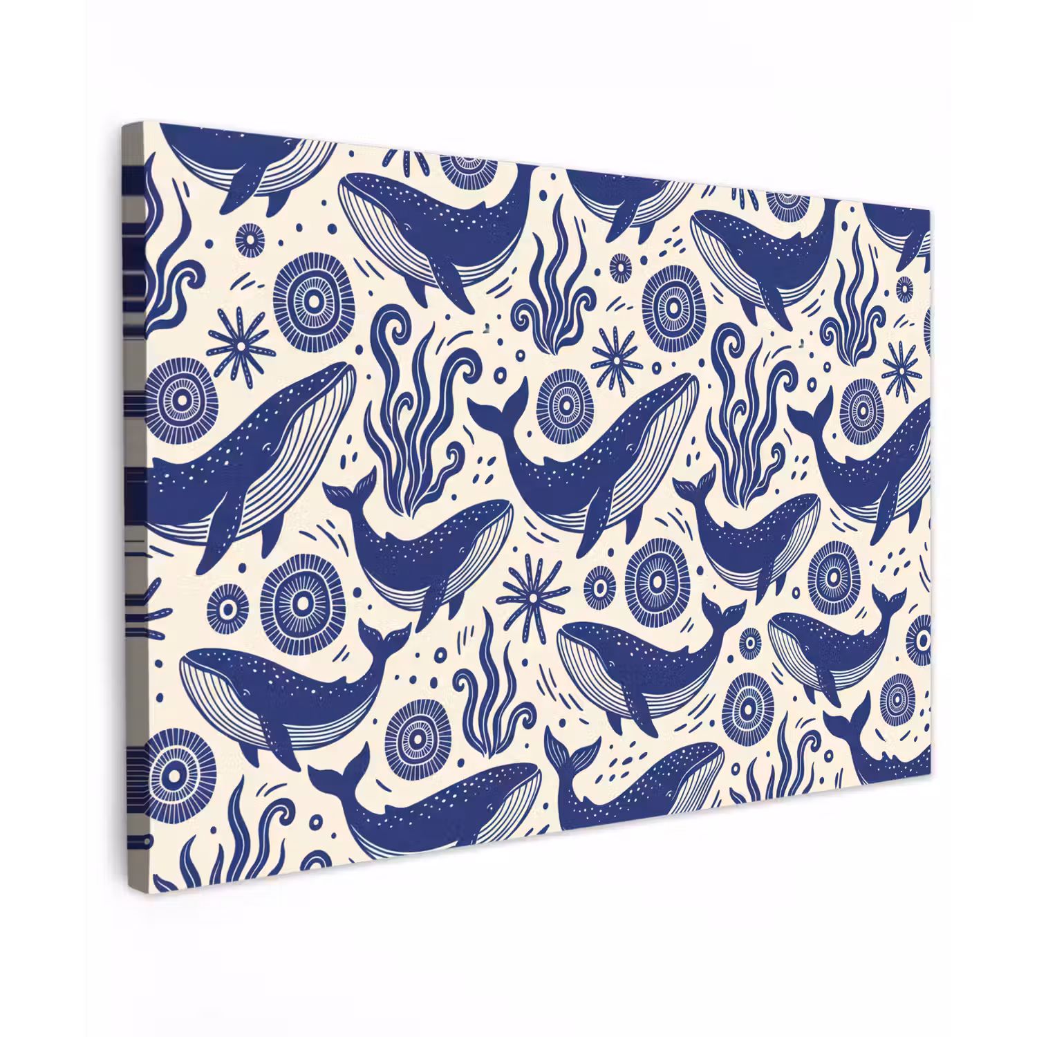 Walvis - Onderwater - Dieren - Abstract - Blauw Tuinposter op houten frame 2 cm dik klein -3d