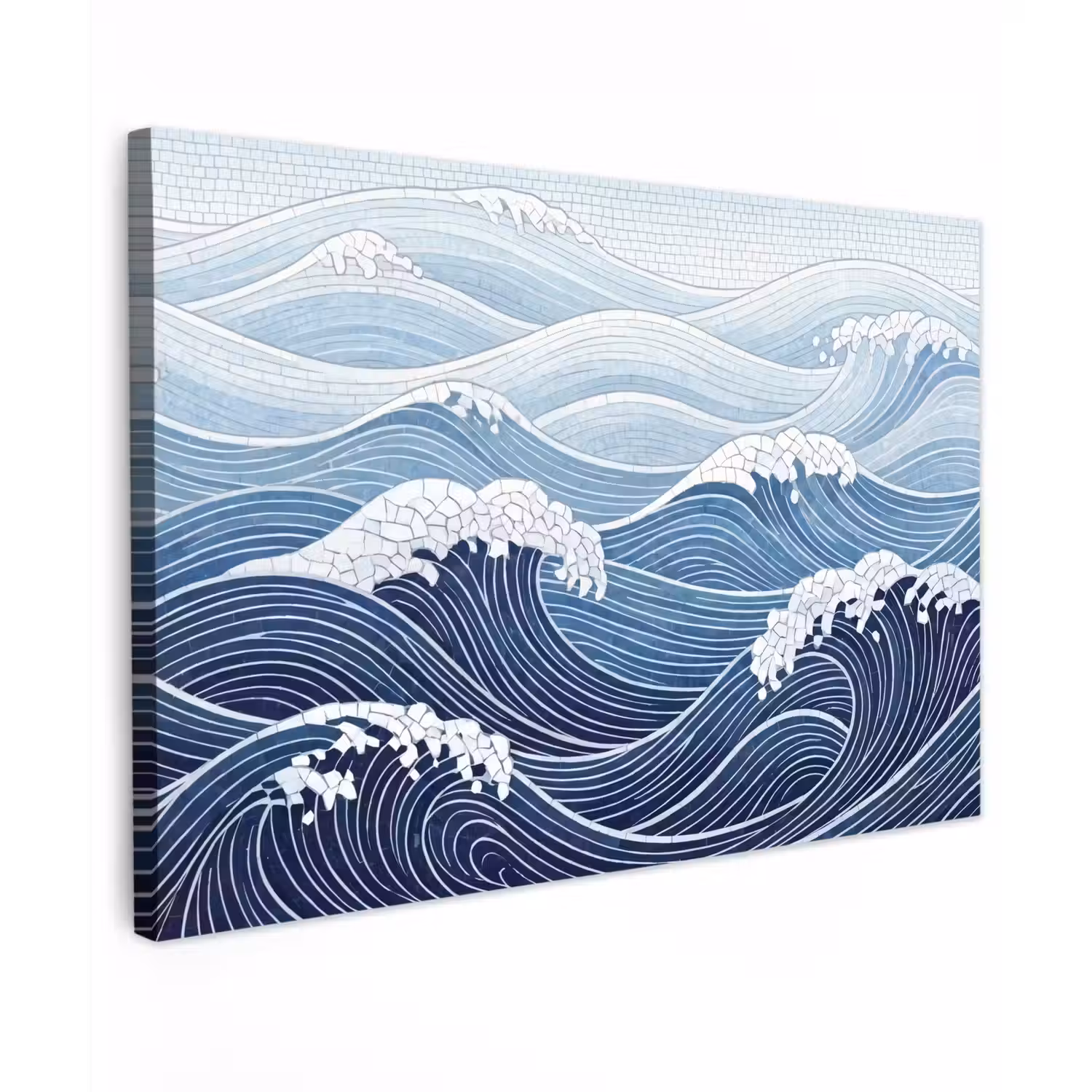 Water - Mozaïek - Landschap - Modern - Blauw Tuinposter op houten frame 2 cm dik klein -3d