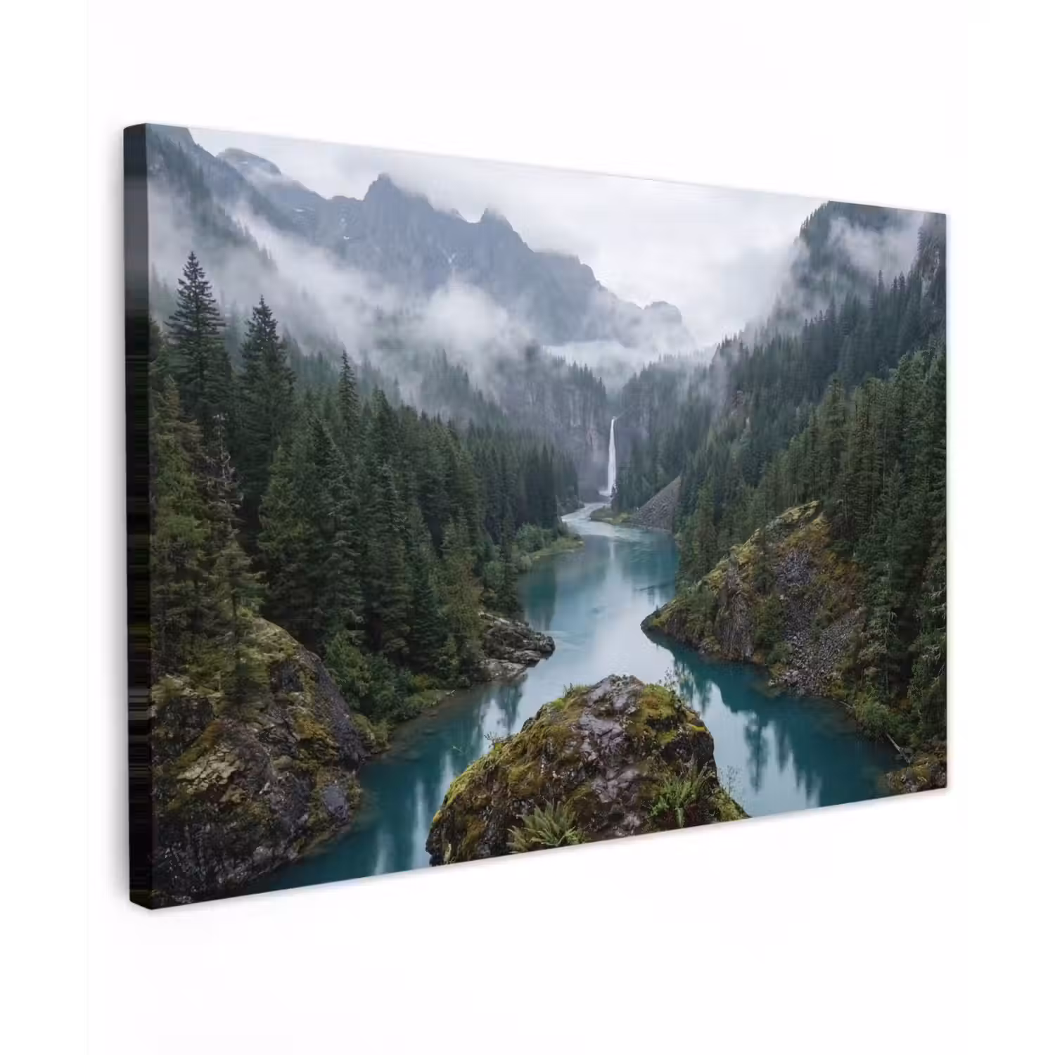 Waterval - Bomen - Bergen Tuinposter op houten frame 2 cm dik klein -3d
