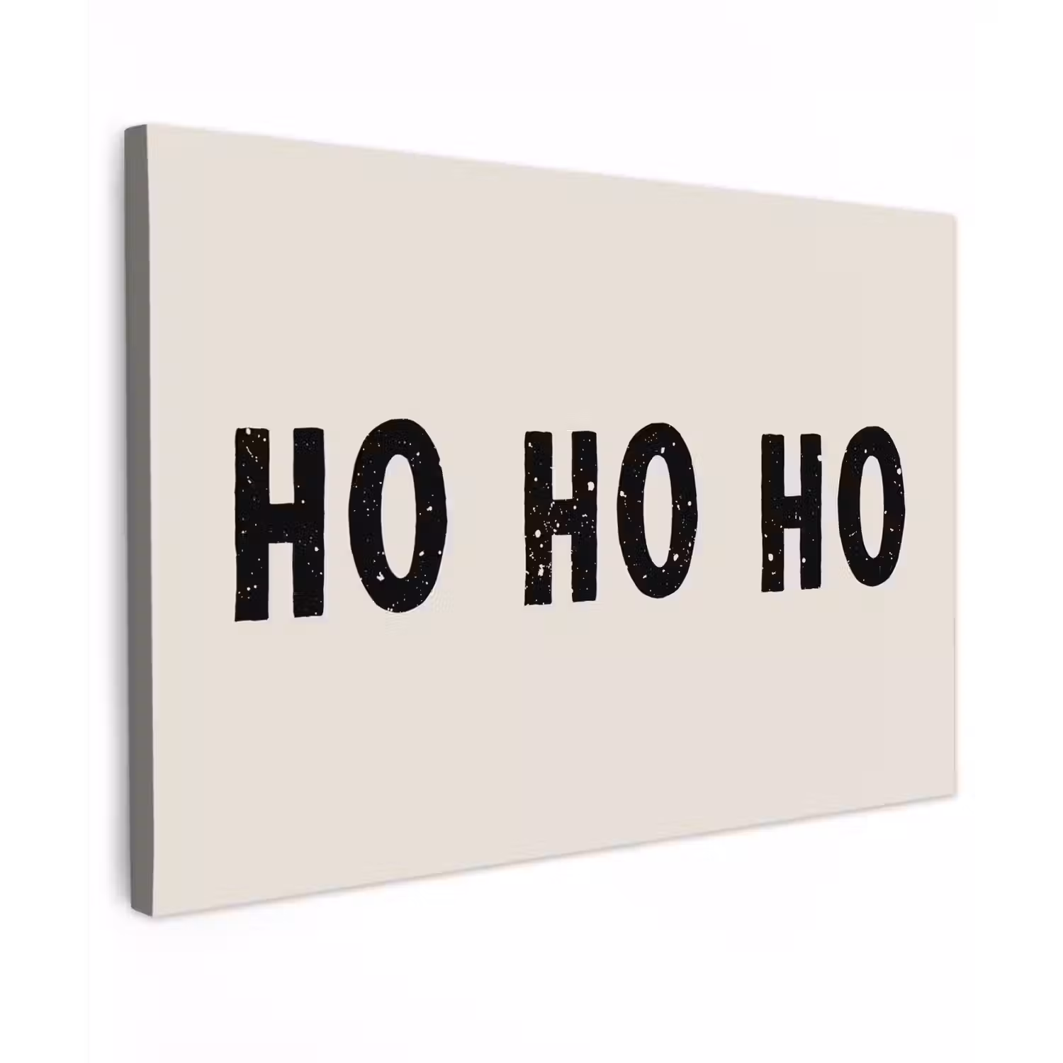 Kerstmis - Ho ho ho - Spreuken - Beige - Kerstman Tuinposter op houten frame 2 cm dik klein -3d