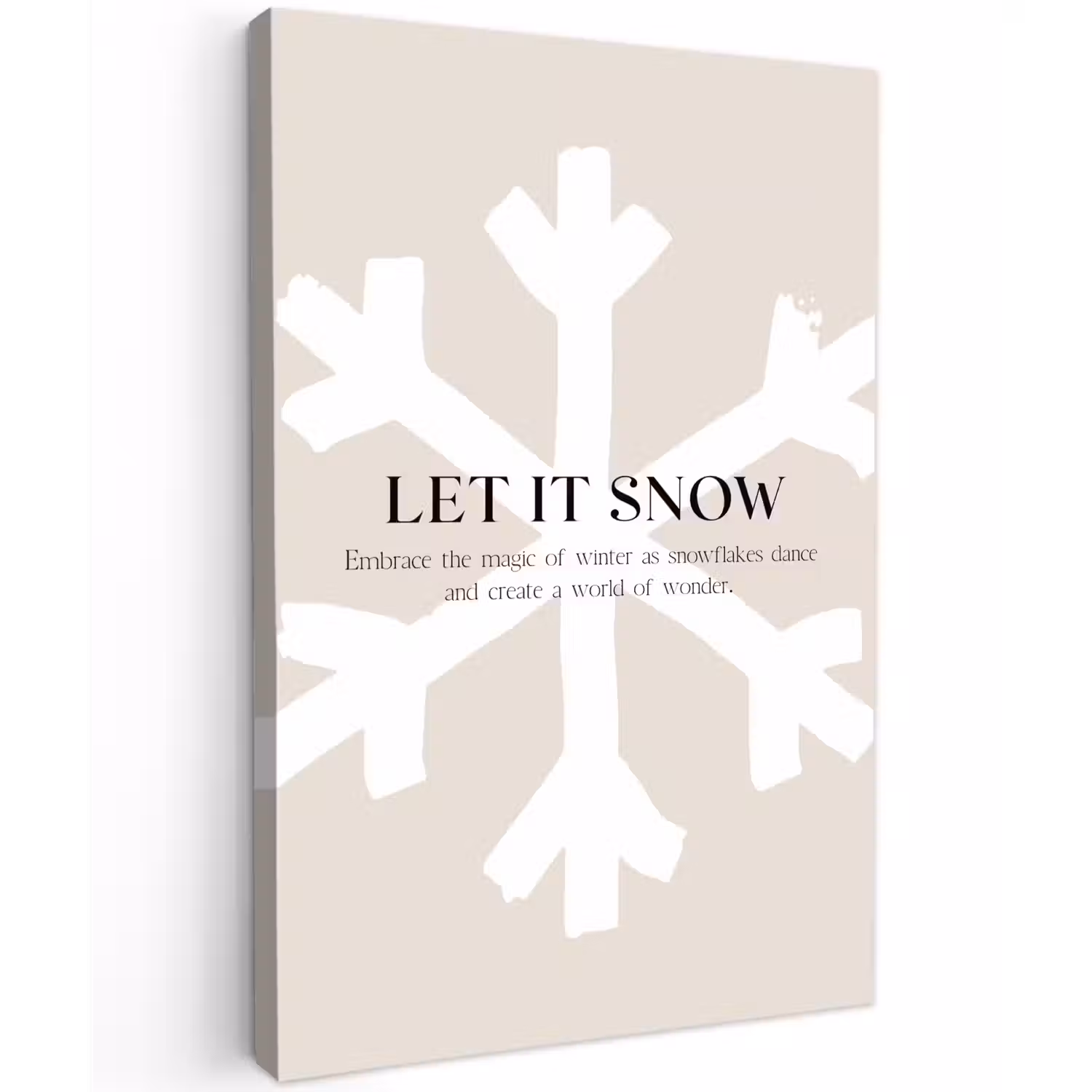 Kerst - Let it snow - Sneeuwvlok - Winter - Quotes Tuinposter op houten frame 2 cm dik klein -3d