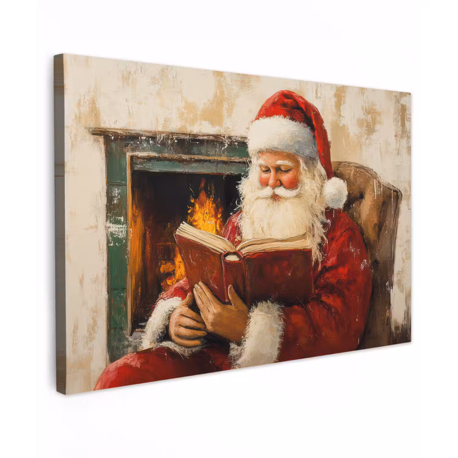 Kerst - Kerstman - Winter - Open Haard Tuinposter op houten frame 2 cm dik klein -3d