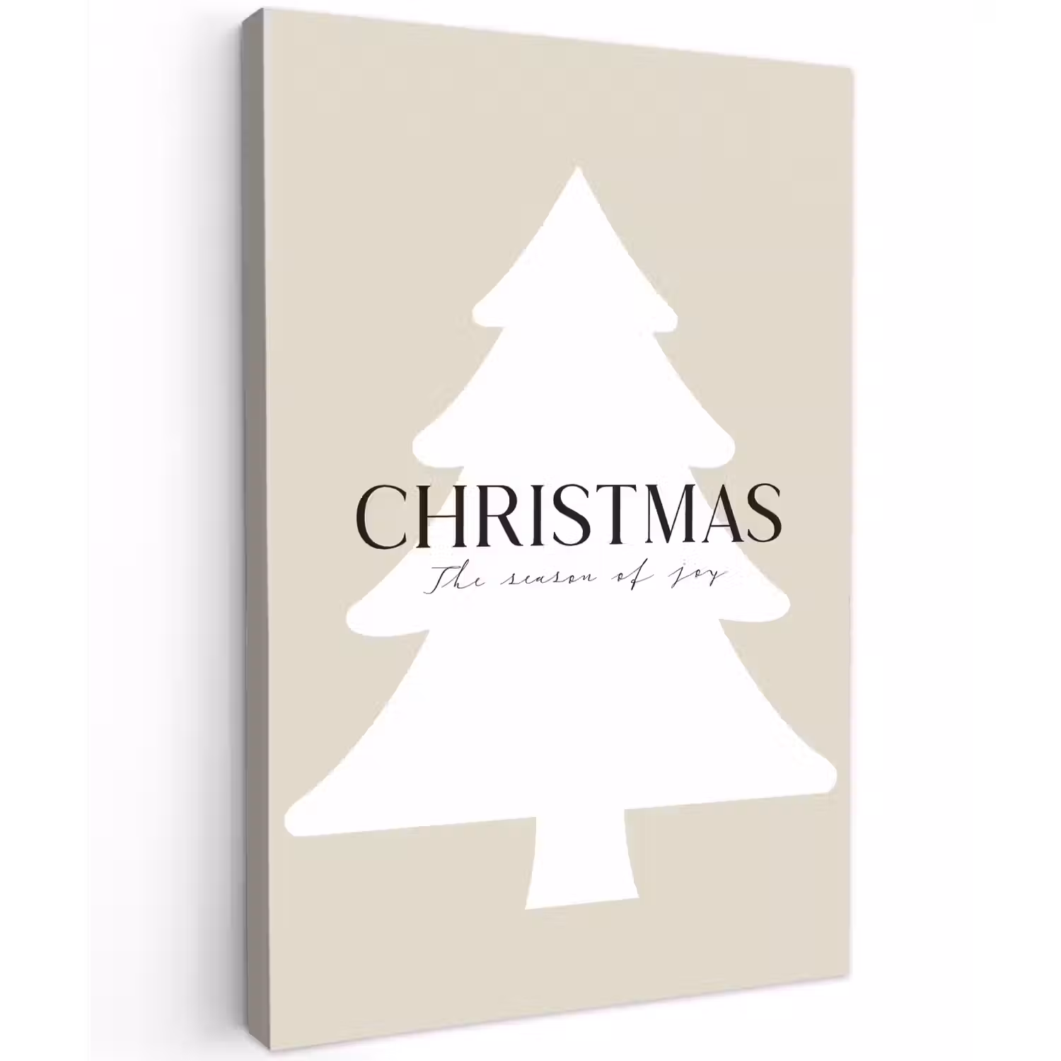Kerstboom - Japandi - Christmas - Beige Tuinposter op houten frame 2 cm dik klein -3d