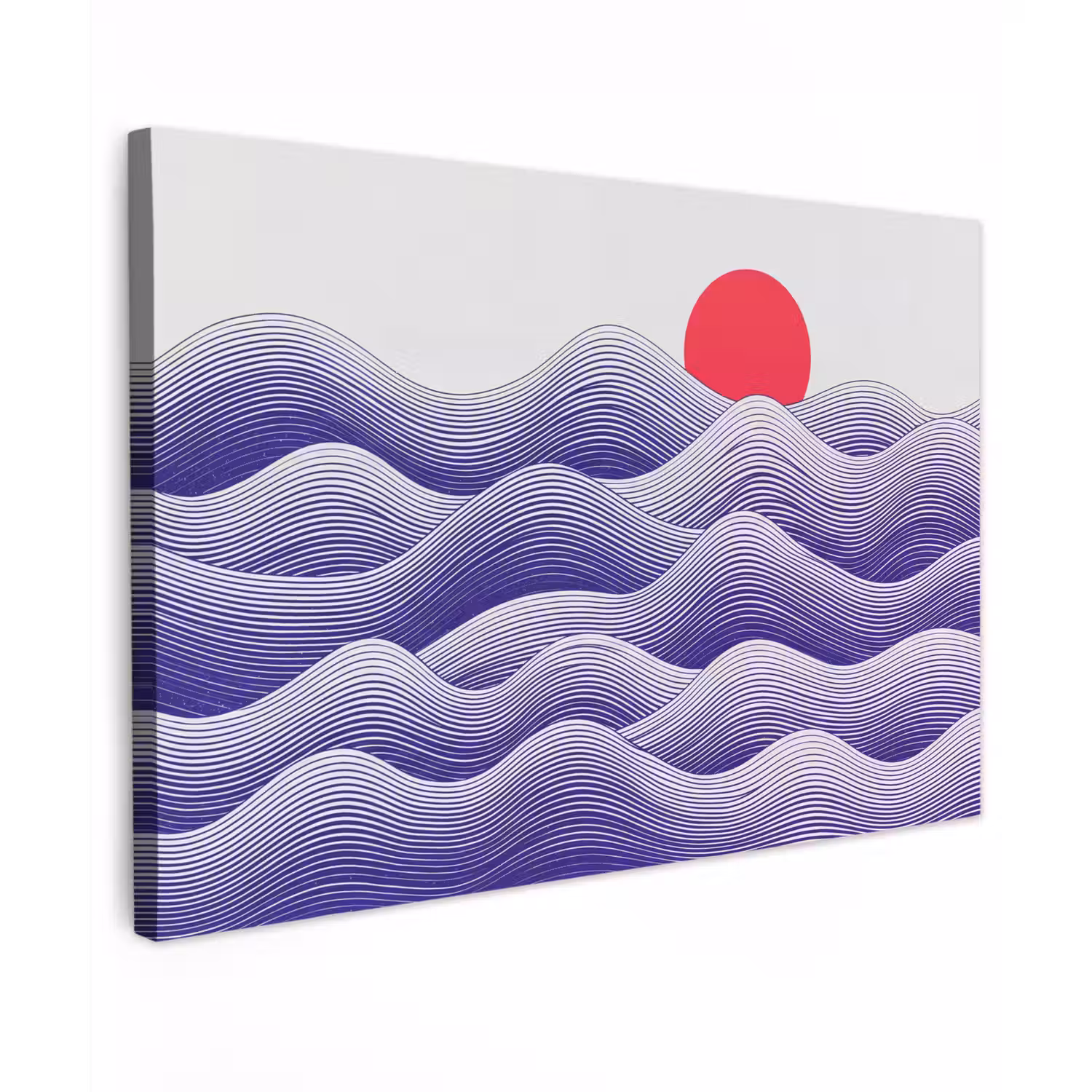 Golven - Zon - Natuur - Abstract - Rood Tuinposter op houten frame 2 cm dik klein -3d
