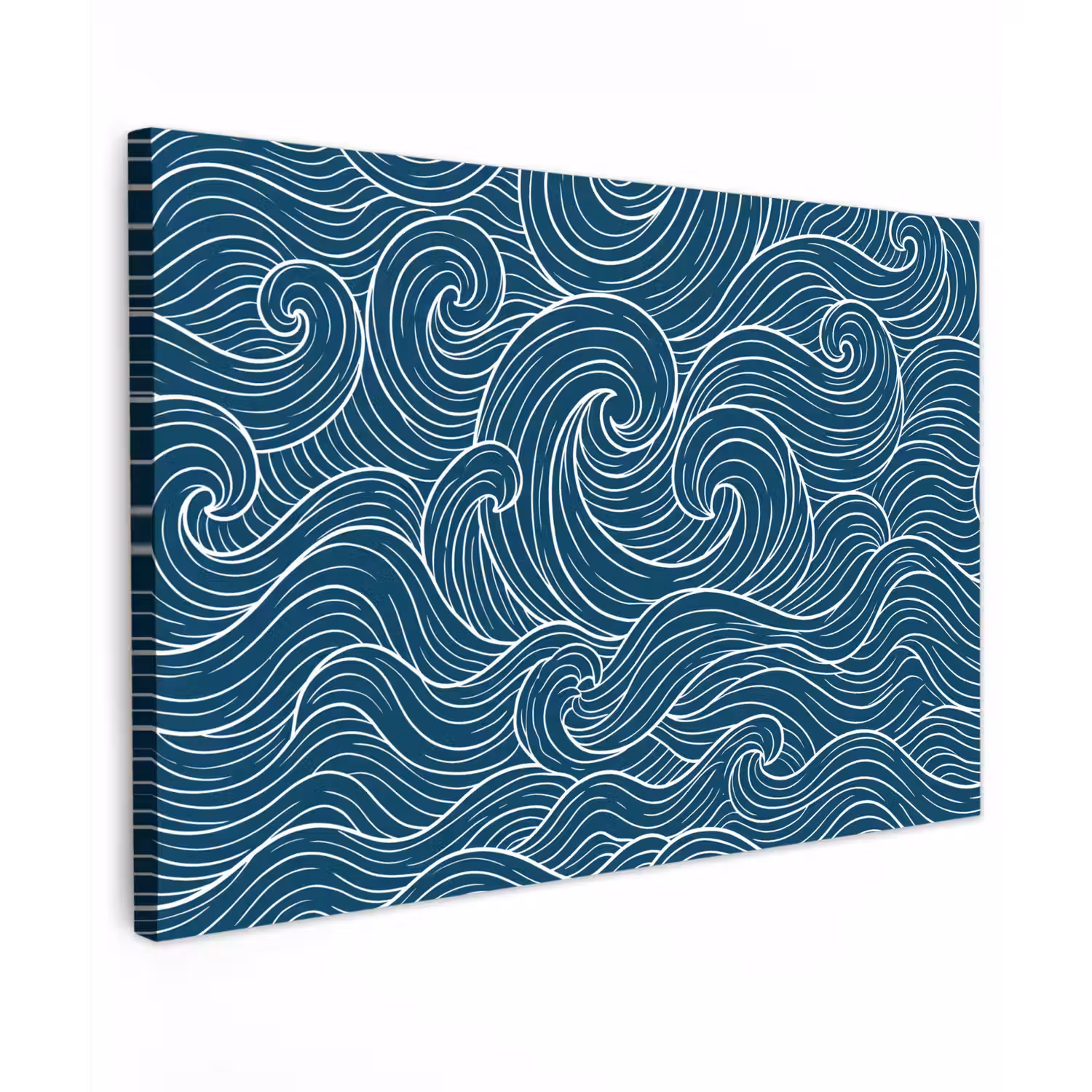 Golven - Spiraal - Water - Abstract - Blauw Tuinposter op houten frame 2 cm dik klein -3d