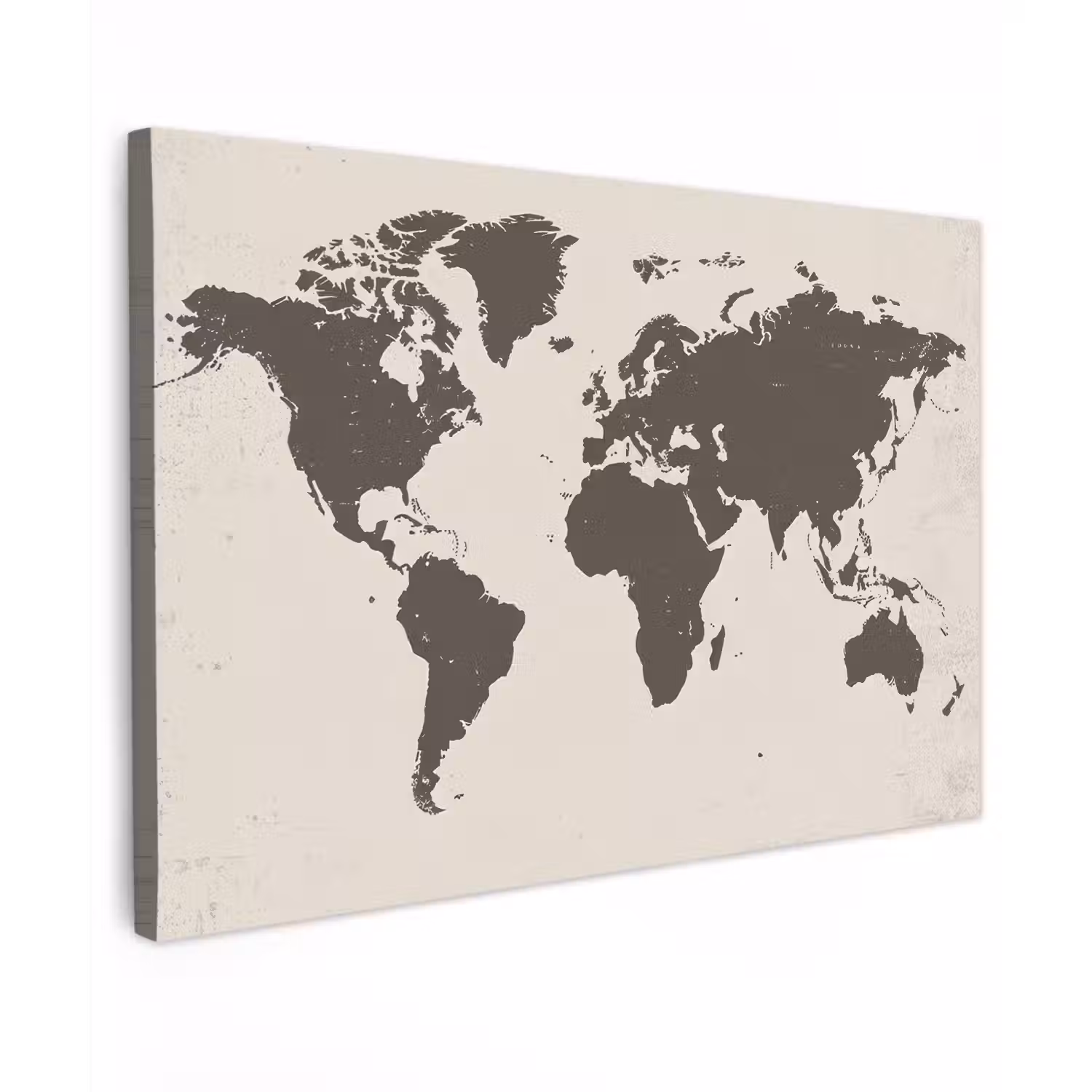 Wereldkaart - Stempelstijl - Ruw Tuinposter op houten frame 2 cm dik klein -3d