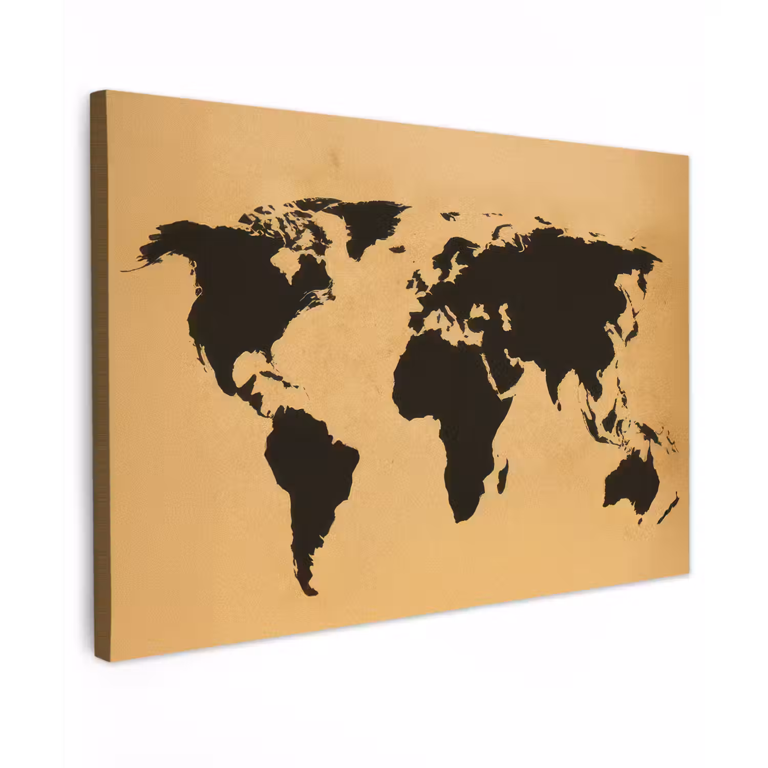 Wereldkaart - Grafisch - Zwart Tuinposter op houten frame 2 cm dik klein -3d