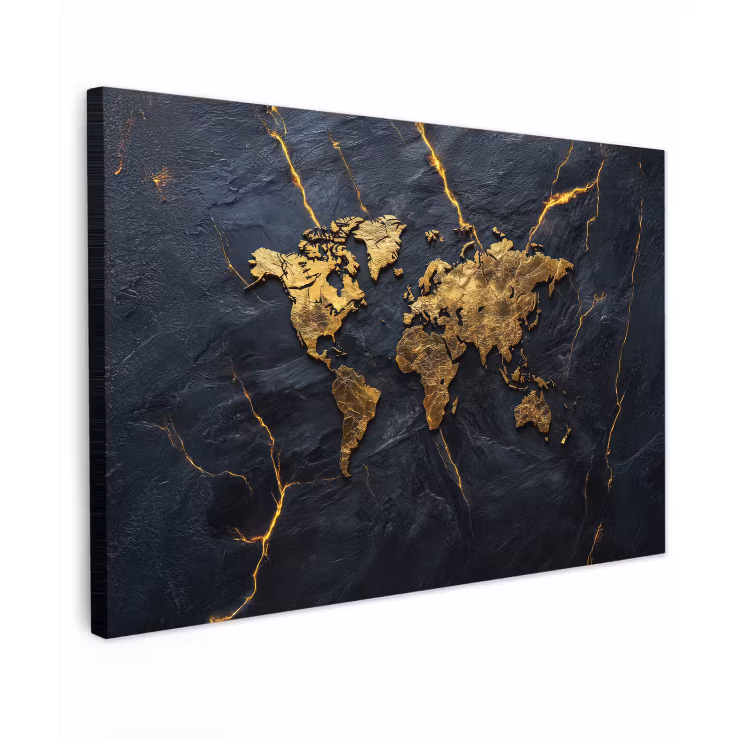Wereldkaart - Marmer - Vurige lijnen Tuinposter op houten frame 2 cm dik klein -3d