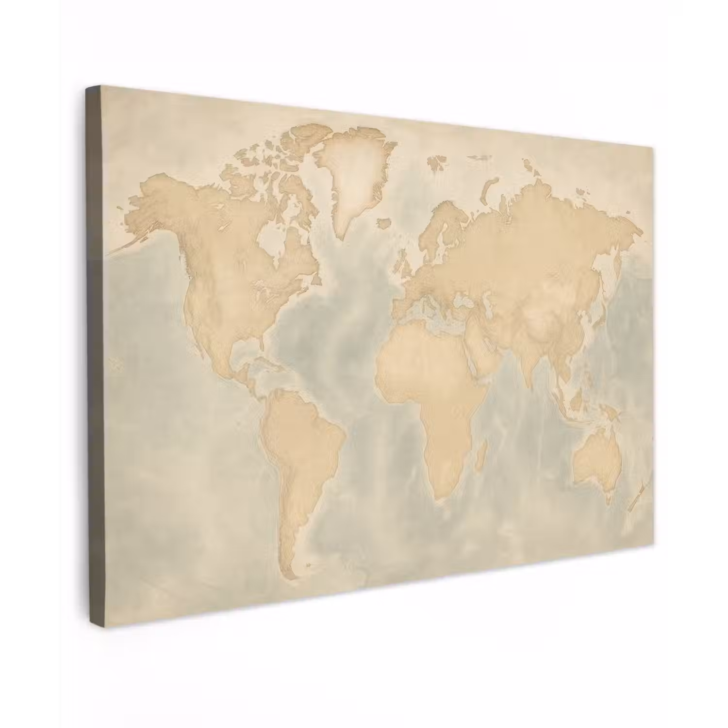 Wereldkaart - Reliëfstructuur Tuinposter op houten frame 2 cm dik klein -3d