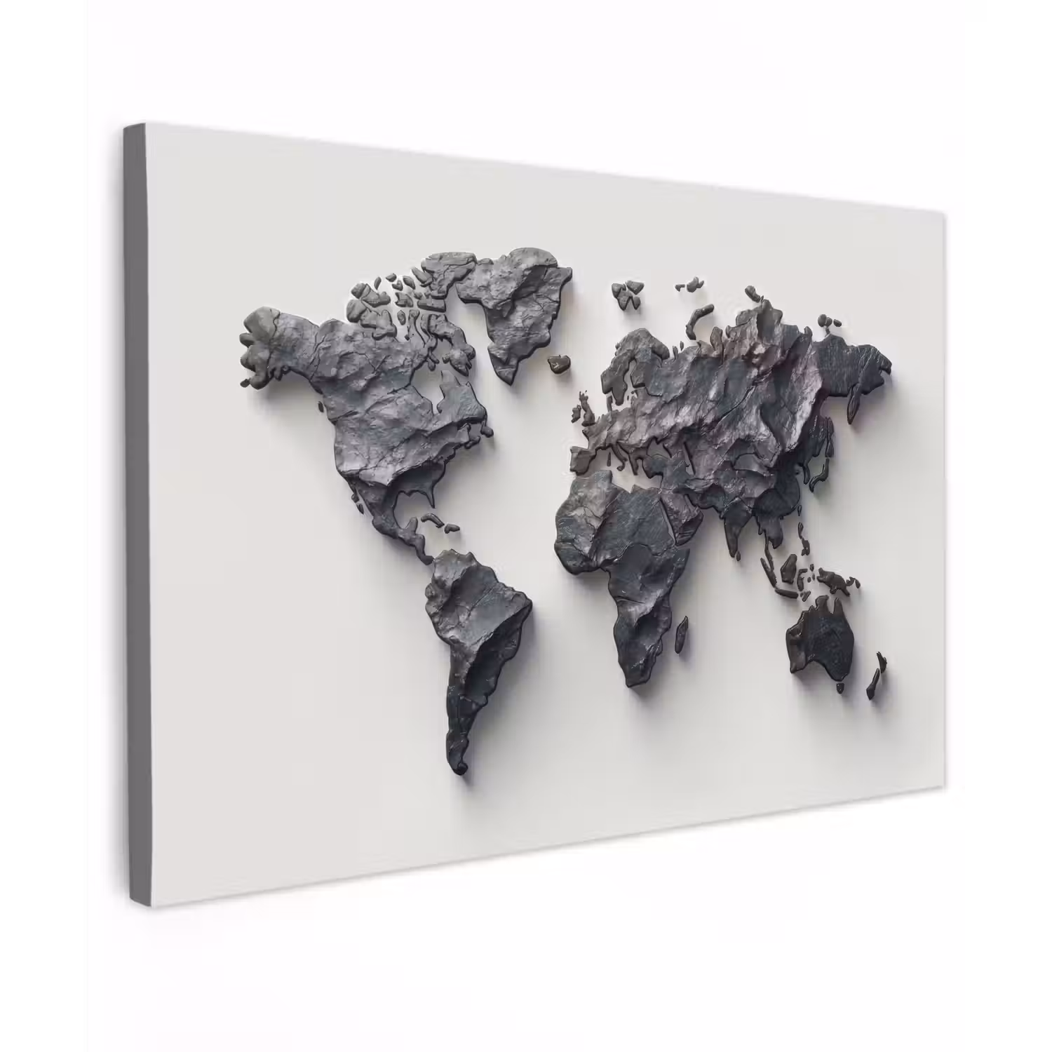Wereldkaart - Steen - 3D Tuinposter op houten frame 2 cm dik klein -3d